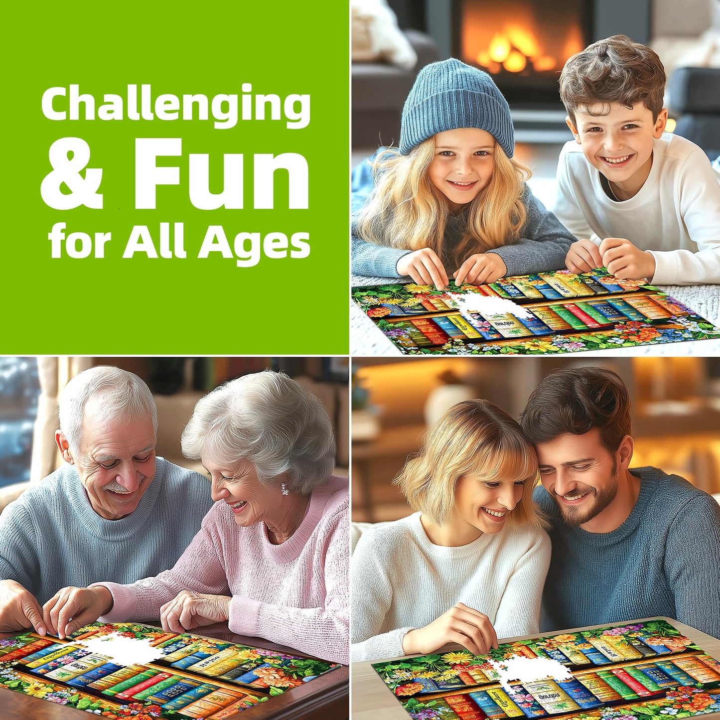 MINIWAN 500 Piece Jigsaw Puzzles for Adults & Seniors - Garden Library Floral Bookshelf Puzzle, 23"x15" Adult Puzzle with Letters on Back, Unique Shaped Pieces, Home Decor & Gift