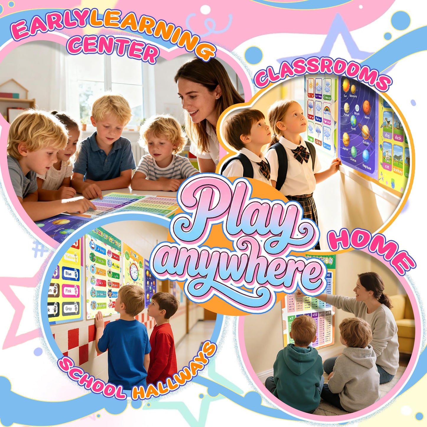 16 Packs 16.7 " x 11 " Laminated Learning Posters for Toddlers 1-3, Toddler Educational Poster for Classroom with Glue Dots, Homeschool Toddler Educational Poster, Learning Posters for Toddlers 1-3