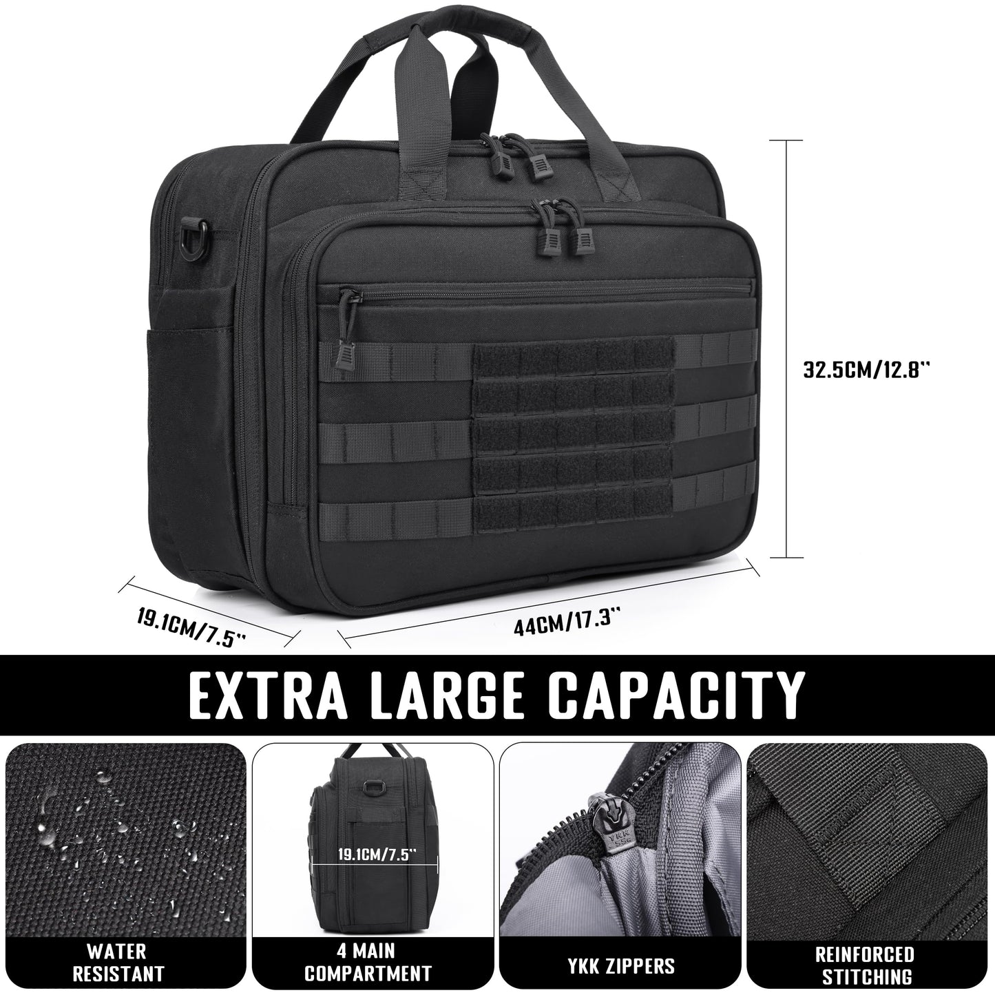 DEYACE Tactical Messenger Laptop Bag Large Military Briefcase 17.3 Inch Computer Work Office Bag for Men YKK-Zippers