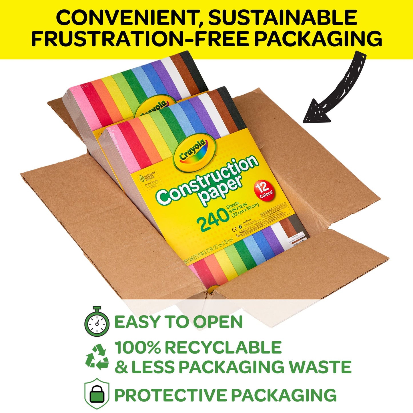 Crayola Construction Paper Bulk Pack (480 Sheets) – 10 Assorted Colors, 9x12, Teacher School Supplies & Classroom Must Haves, Card Making Craft Supplies, Art Paper