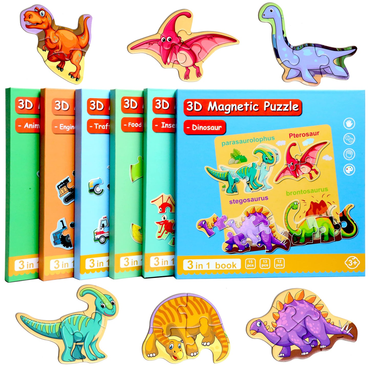 Magnetic Puzzles for Kids Ages 1-3, Travel Toddler Puzzles Ages 2-4 Year, Dinosaur Activities Toy for Boys & Girls 3-5 yo - Learning Magnet Gift for Road Trip