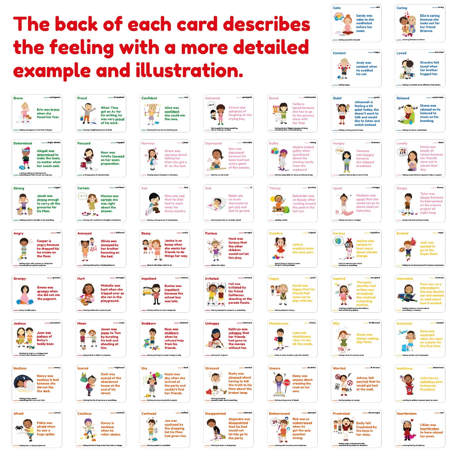 Emotion Cards for Kids, Feeling Cards Game | 60 Emotion & Feeling Flash Cards for Kids | Learn Feelings and Needs Cards | Teach Mixed Emotions & Emotional Intelligence Cards to Children & Toddlers