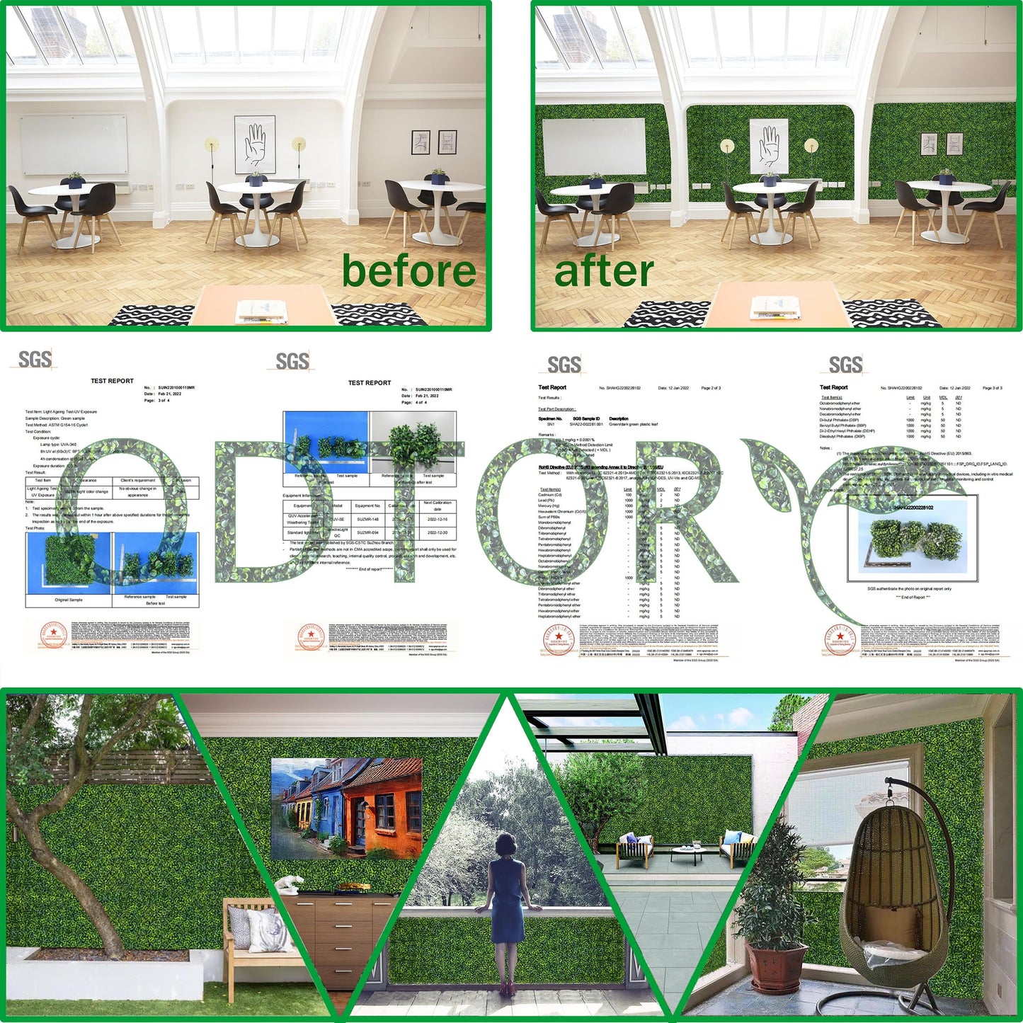 ODTORY Artificial Boxwood Roll Panels: 80 X 120 in(67 sqft) UV-Anti Fake Ivy Privacy Fence Wall Screen for Indoor Outdoor Green Grass Wall Decor & Hedge Fence Covering Privacy