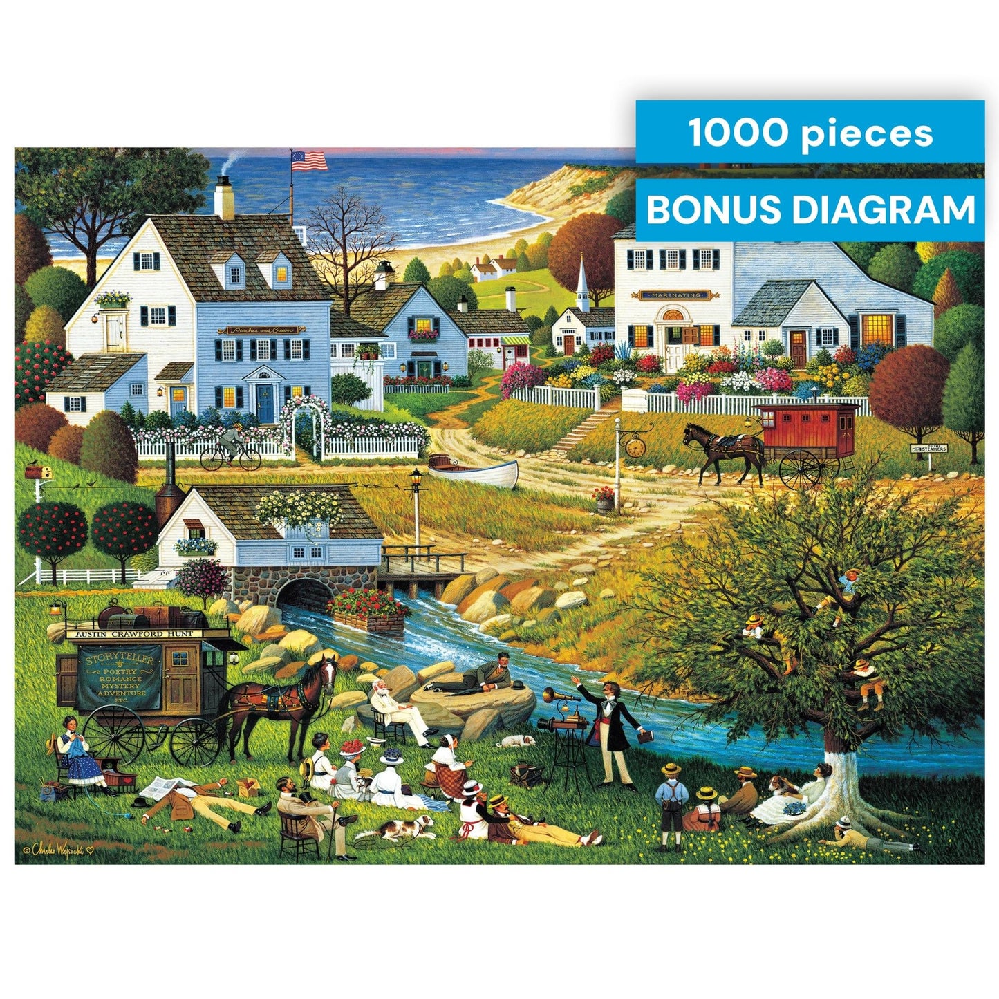 Buffalo Games - 1000 Piece Jigsaw Puzzle Charles Wysocki Hound of The Baskervilles, Made in USA, Premium Recycled Board, Reference Diagram