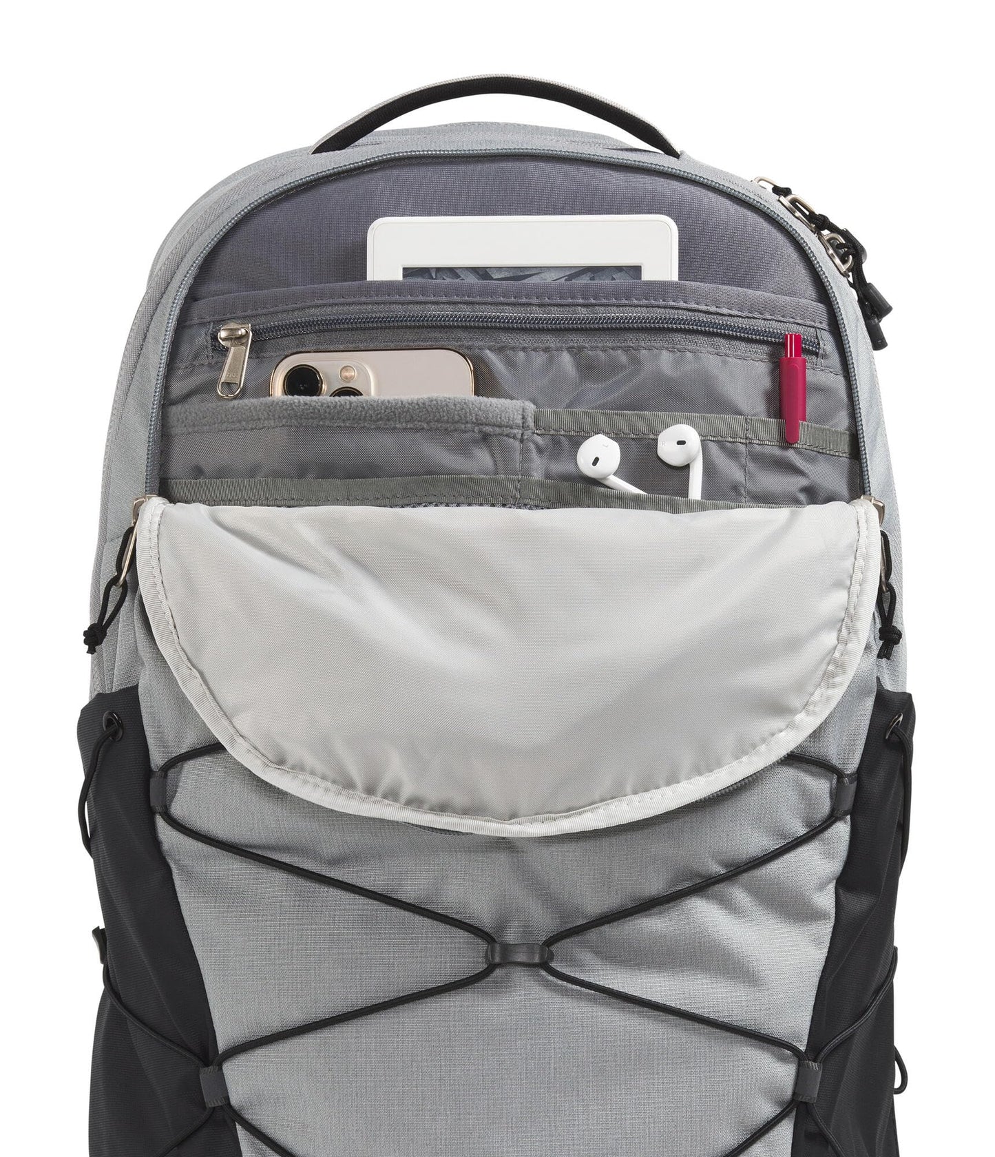 The North Face Borealis Commuter Laptop Backpack - Water Repellent, Laptop Sleeve, Large Main Compartment, Meld Grey Dark Heather/TNF Black-NPF, One Size