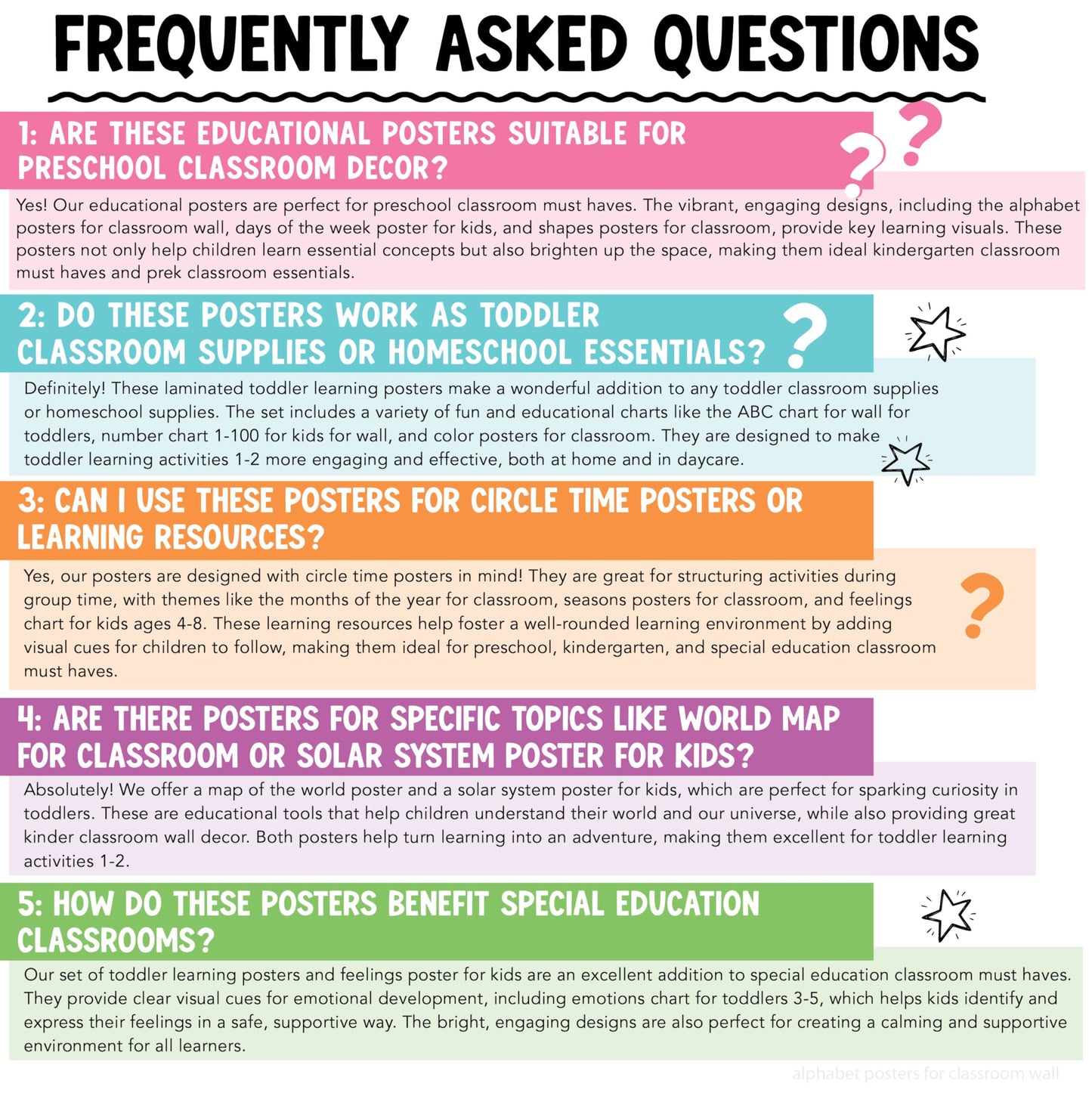 Hadley Designs 16 Educational Posters for Classroom Must Haves - Laminated Pre-K Posters for Toddler Homeschool Essentials, Toddler & Preschool Learning Activities, Kindergarten Classroom Decor