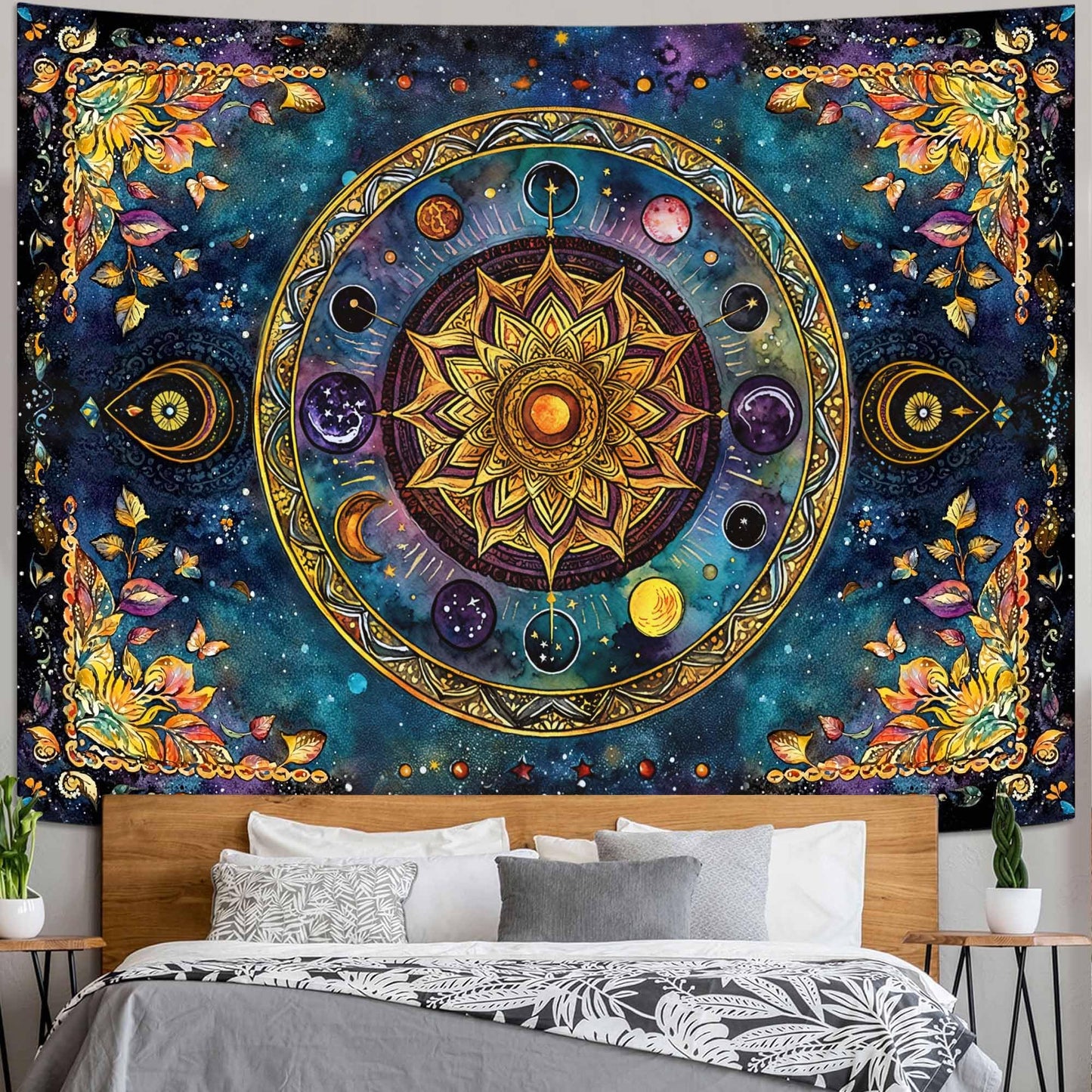 Lunerfex Mandala Solar System Tapestry Boho Tapestry for Bedroom Galaxy Tapestries Wall Hanging Living Room Wall Art and Home Decor 70x90