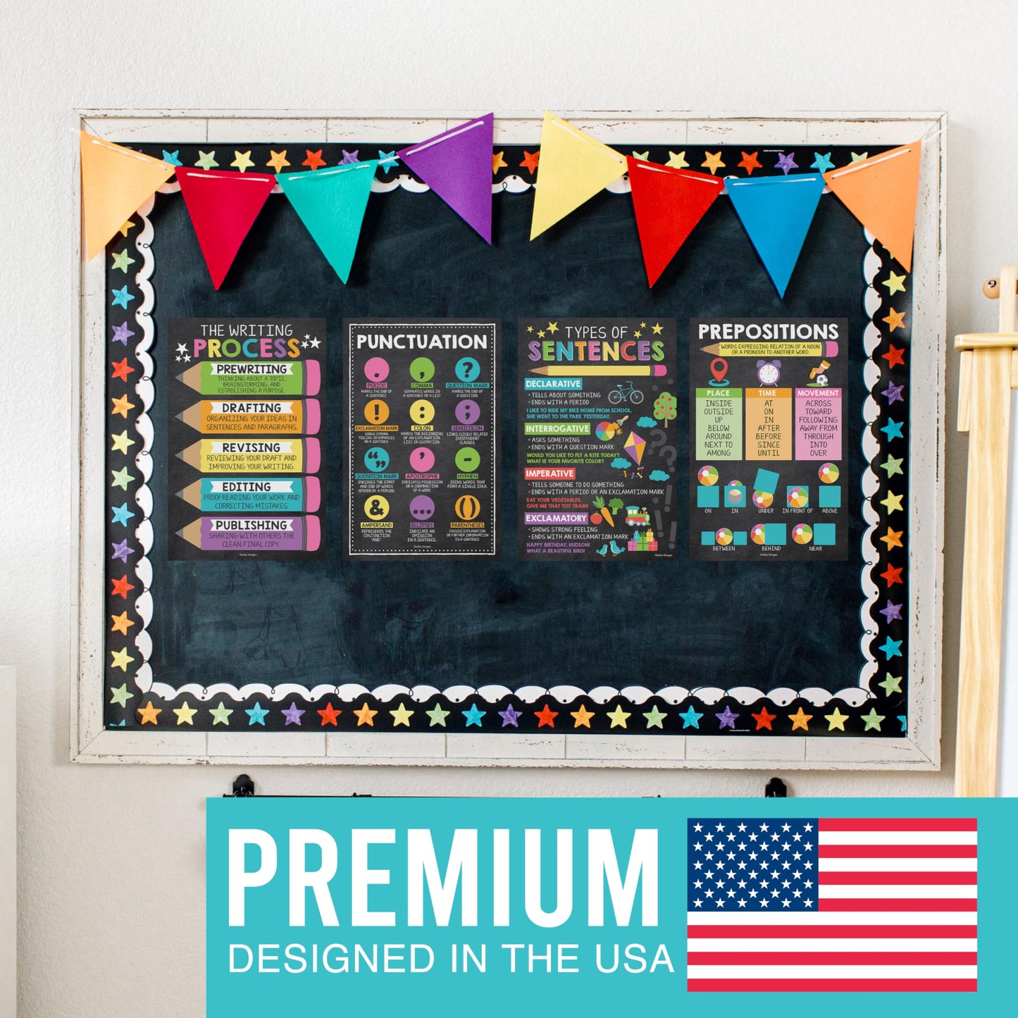 Hadley Designs 8 Calming Corner Posters for Classroom Must Haves -Calm Down Corner Supplies with Emotion Chart,School Counselor Mental Health Poster,Feelings Chart For Kids, Chalkboard Classroom Decor