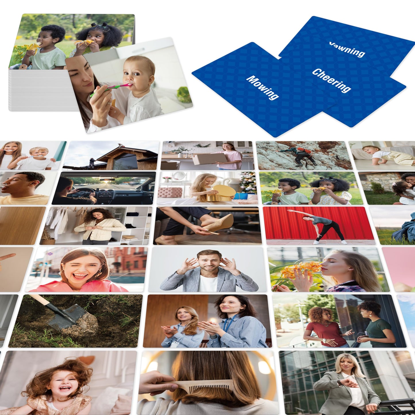 100 Verb Flashcards, Picture & Word Cards Action Language Builder Visual Aid Language Learning Tool for Autism, ESL Teaching Materials for Adults, Non-Verbal Children Vocabulary Builder for Kids