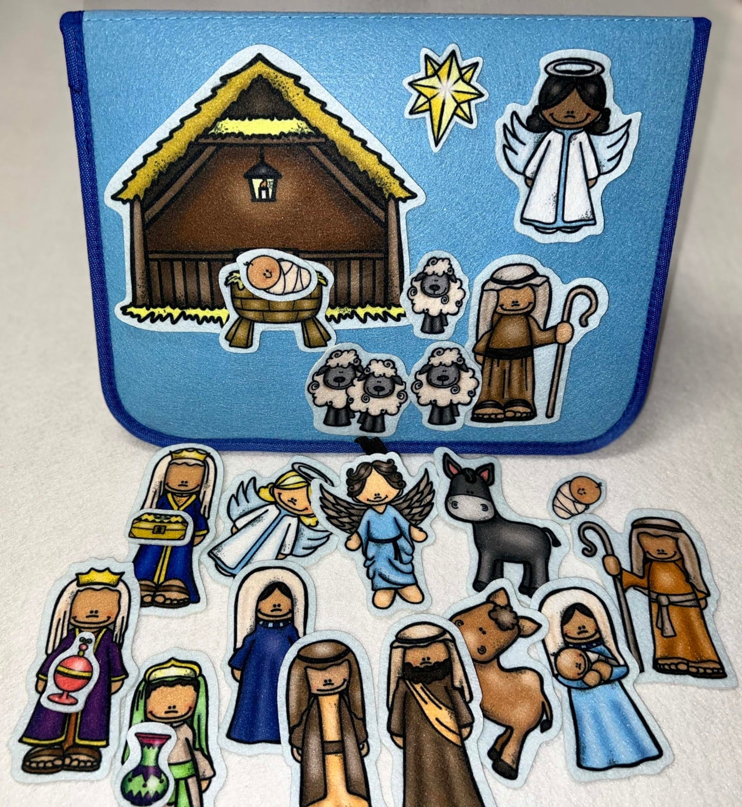 Story Time Felts Nativity Birth of Baby Jesus Felt Figures Flannel Board Stories 25 Pieces Christmas Scene (Small with Flannel Board)
