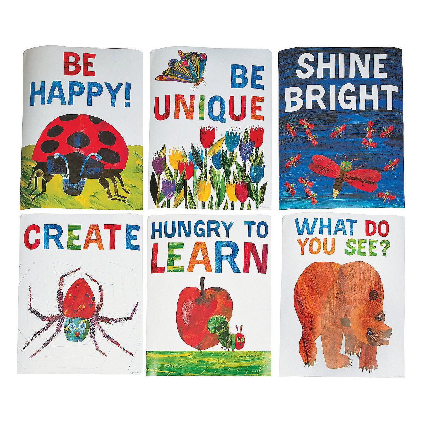 Fun Express The World of Eric Carle Motivational Posters - Classroom Decor for Preschool Kindergarten Elementary | Educational Wall Posters with Growth Mindset Inspirational Quotes | Teacher Essentials