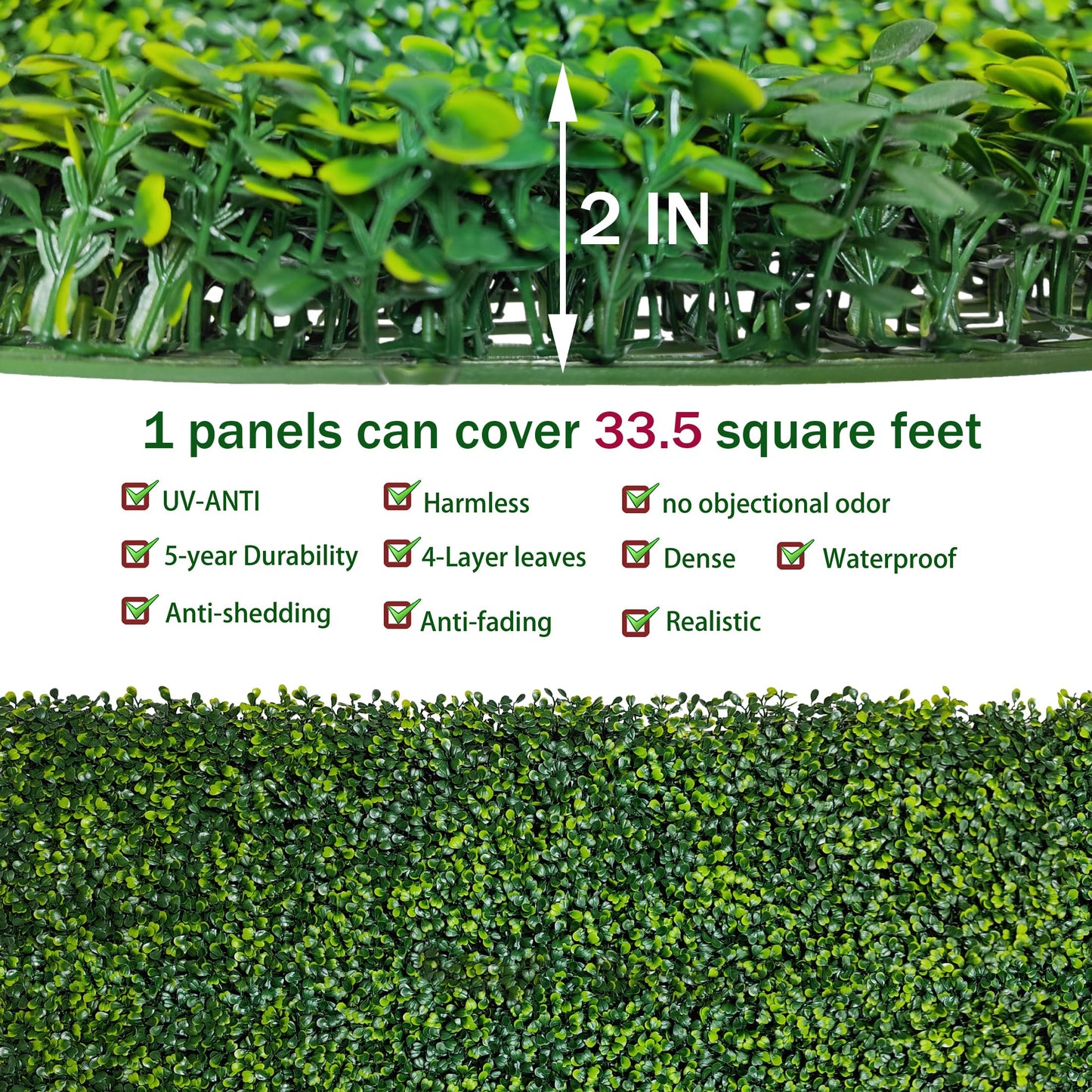 ODTORY Artificial Boxwood Roll Panels:40 X 120 in(33.5 sqft) UV-Anti Artificial Ivy Privacy Fence Wall Screen for Indoor Outdoor Green Grass Wall Decor & Ivy Fence Covering Privacy
