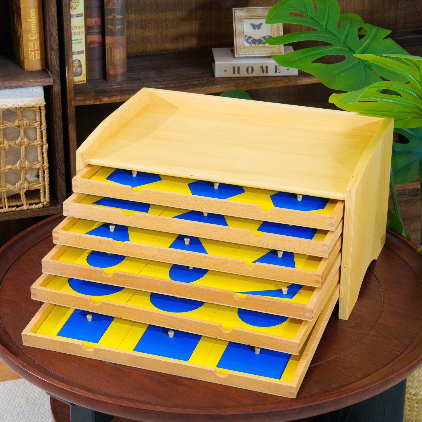 Montessori Geometric Cabinet Complete Set 18lbs - 6 Drawer Solid Beechwood Sensorial Materials, 35 Geometric Insets for Early Education, Preschool Learning Tools for Shape Recognition & Geometry