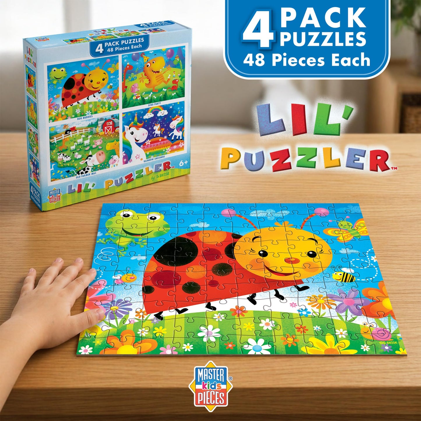 MasterPieces – Jigsaw Puzzle Set for Kids 6+ Years, 4-Pack of 48 Pieces, Educational and Fun Game, Lil Puzzler Collection, Gift Idea for Children, 8" x 10"