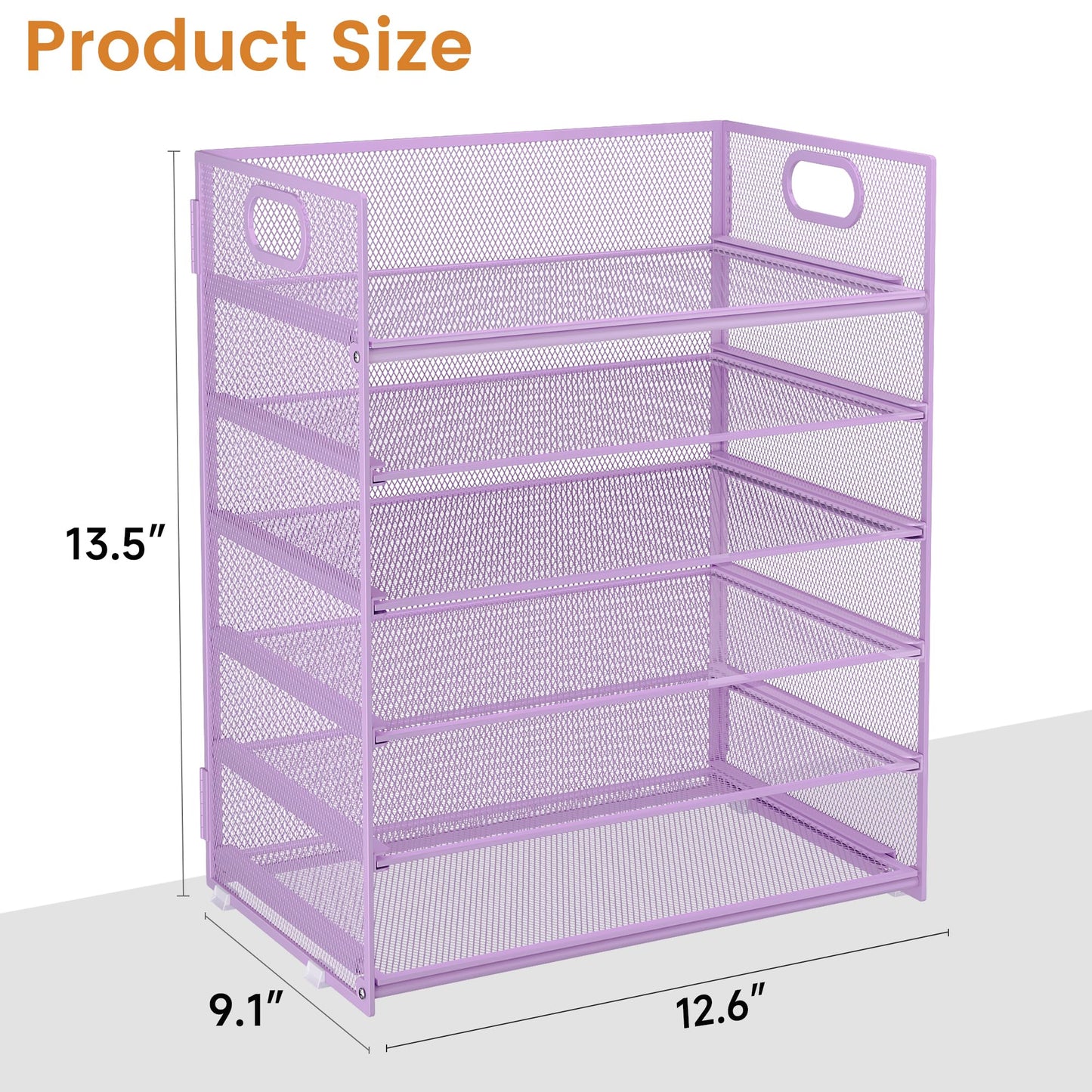 Subekyu 6-Tier Desk Paper Organizer, Desktop File Letter Tray with Handle, Document Sorter and Accessories Holder for Office, Home and School Workspace Organizers, Purple-2 Pack