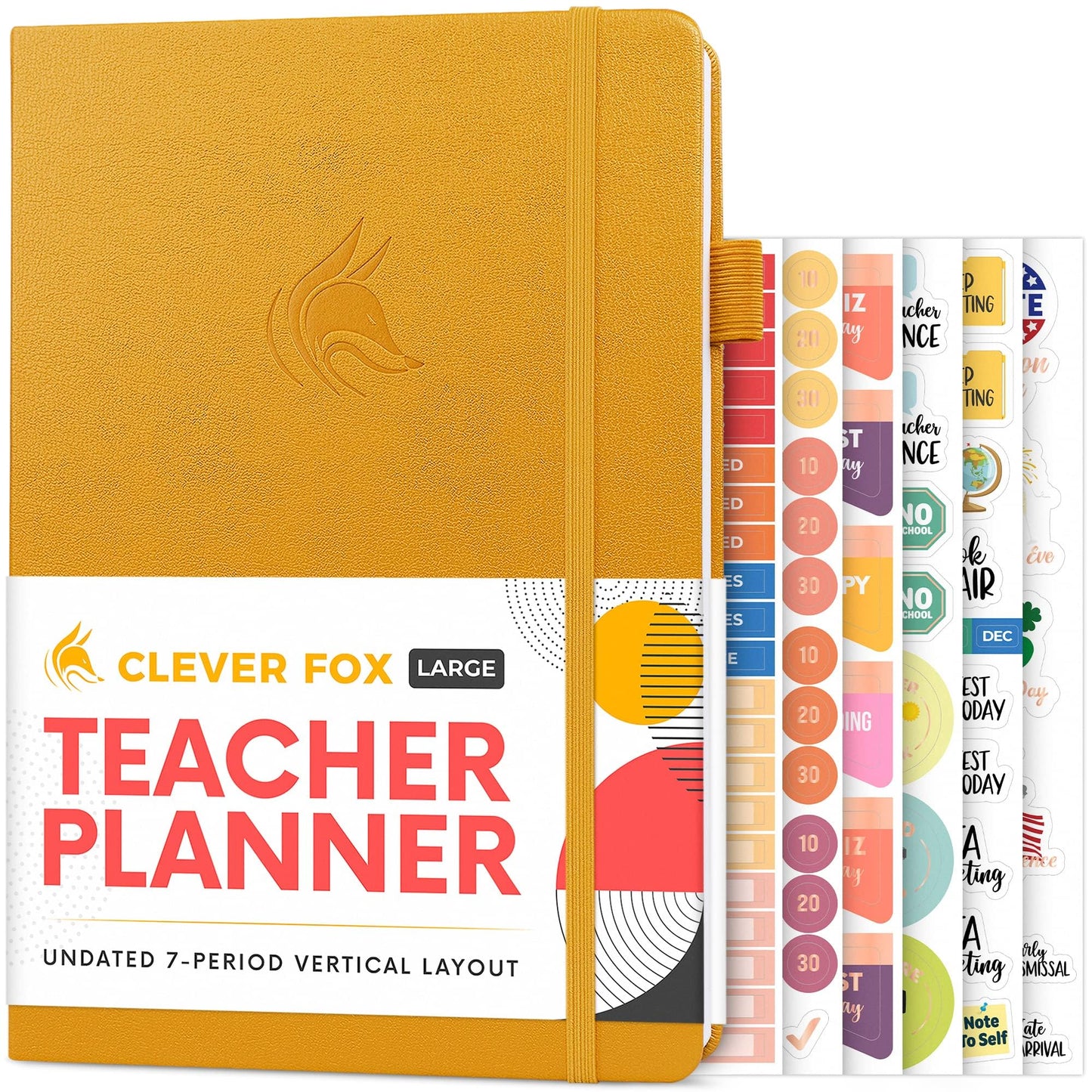 Clever Fox Teacher Planner – School Year Planner with Calendars & Lesson Plans – Teacher Plan Book for Classroom & Homeschool Organization - Undated, 7x10″, Hardcover (Amber Yellow)