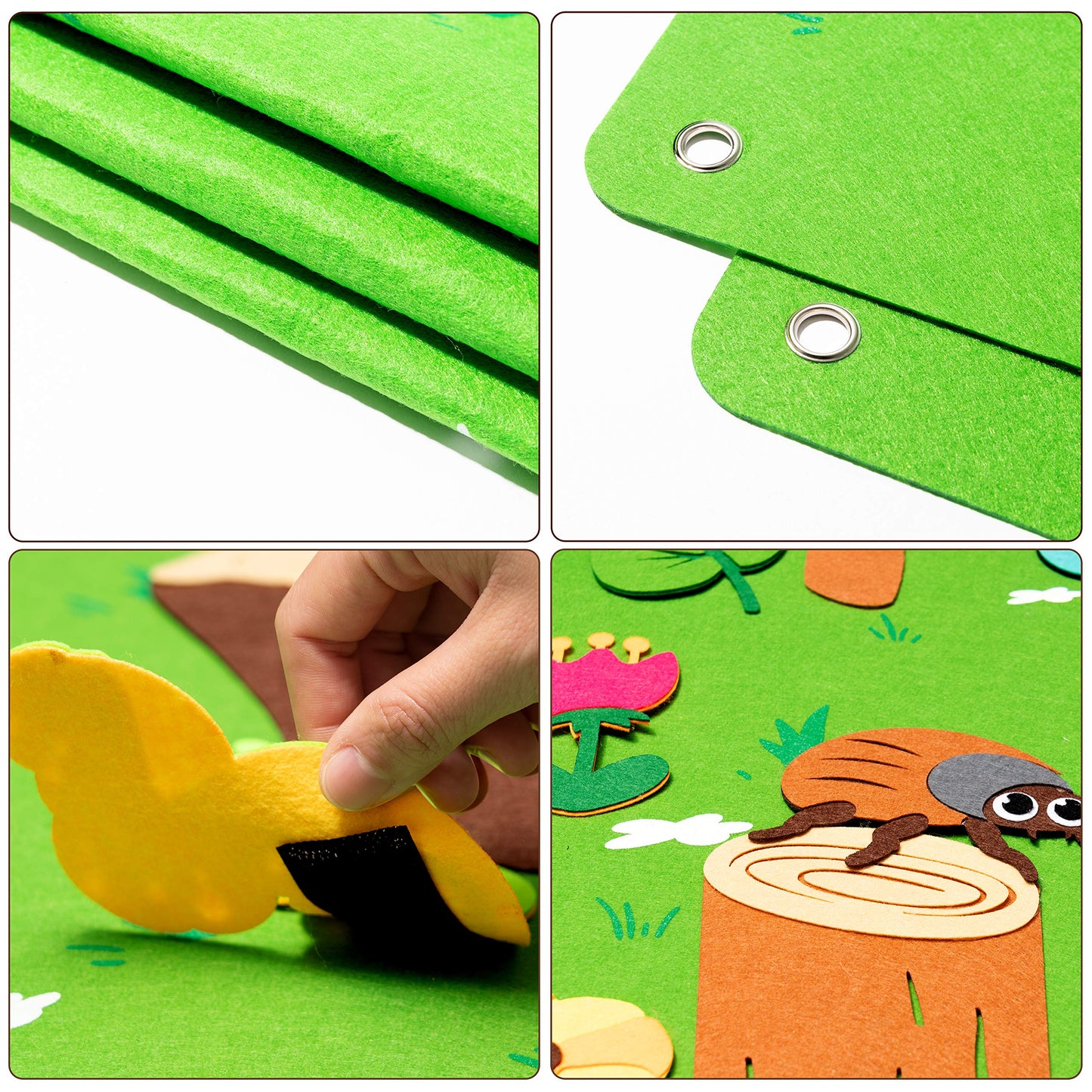 WATINC Insect Teaching Felt Board Story Set 3.5 Ft 45Pcs Preschool Bug Animals Caterpillar Bee Butterfly Dragonfly Storytelling Flannel Early Learning Play Kit Wall Hanging Gift for Toddlers (Green)