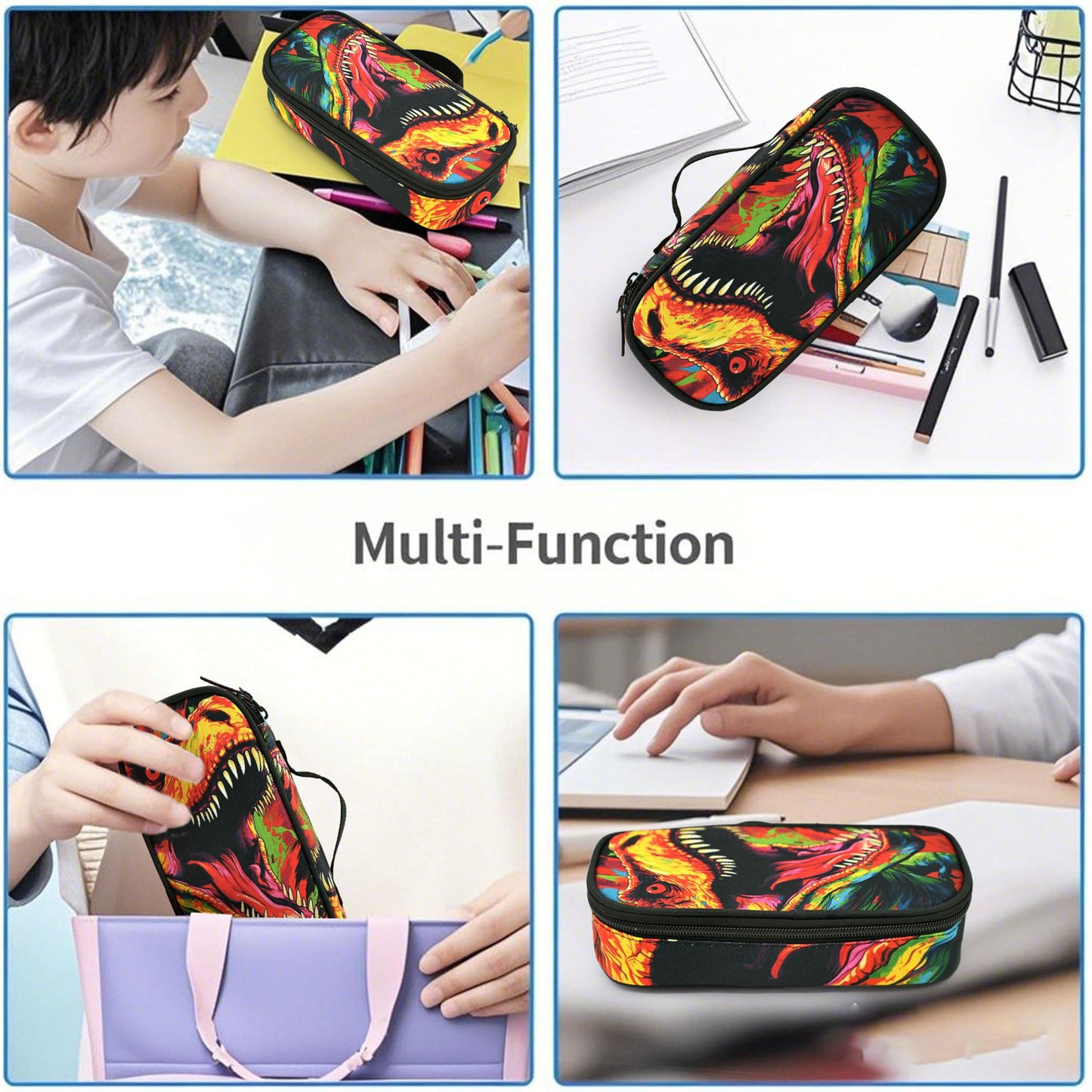 Droerfes Dinosaur Pencil Case Pencil Pouch Large Capacity Pen Bag School Office Organizer Stationery Storage Box For Girls Boys Teen Kids