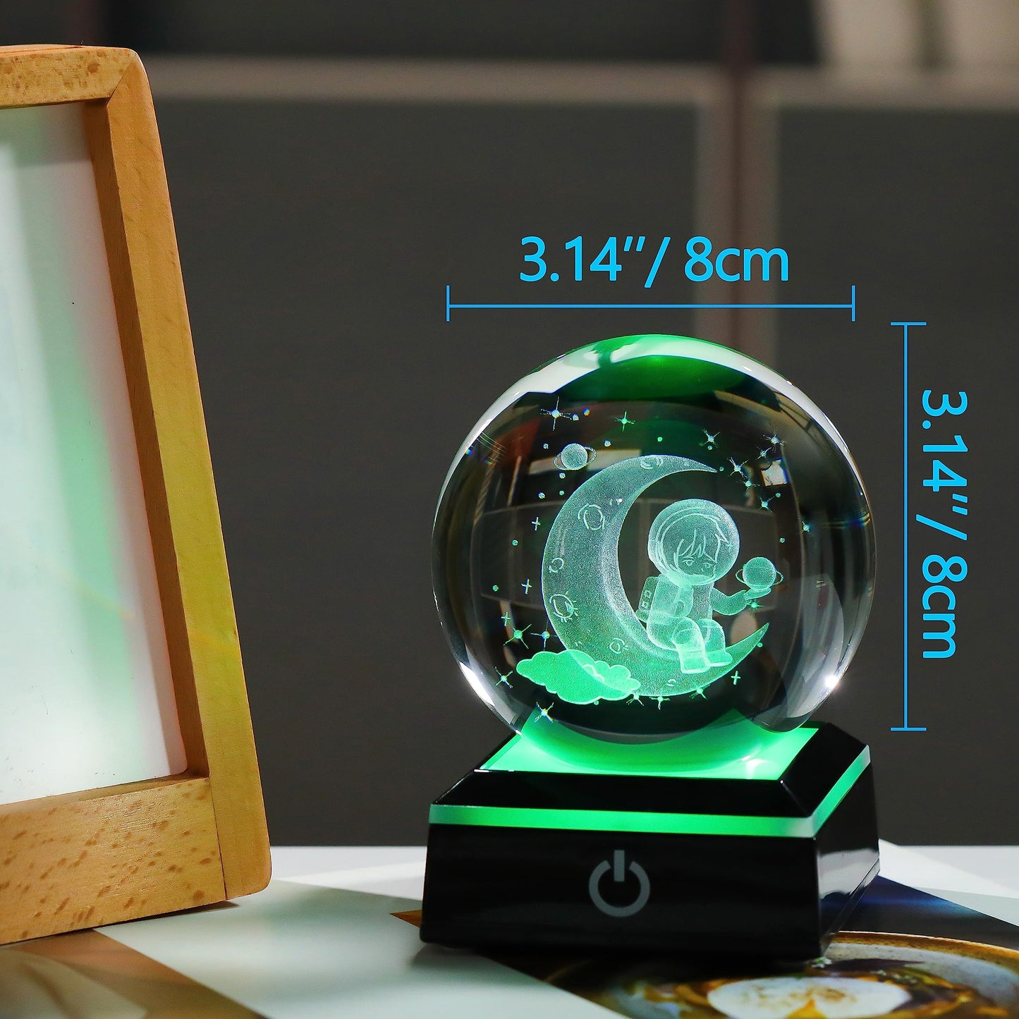 3d Astronaut Figurine Statue Crystal Ball 80mm 3.15inch - Space Astronomy Gifts Solar System Model Decor Crystal Sphere Unique Gifts For Men Him Birthday Dad Physics Science Teacher Night Light Lamp