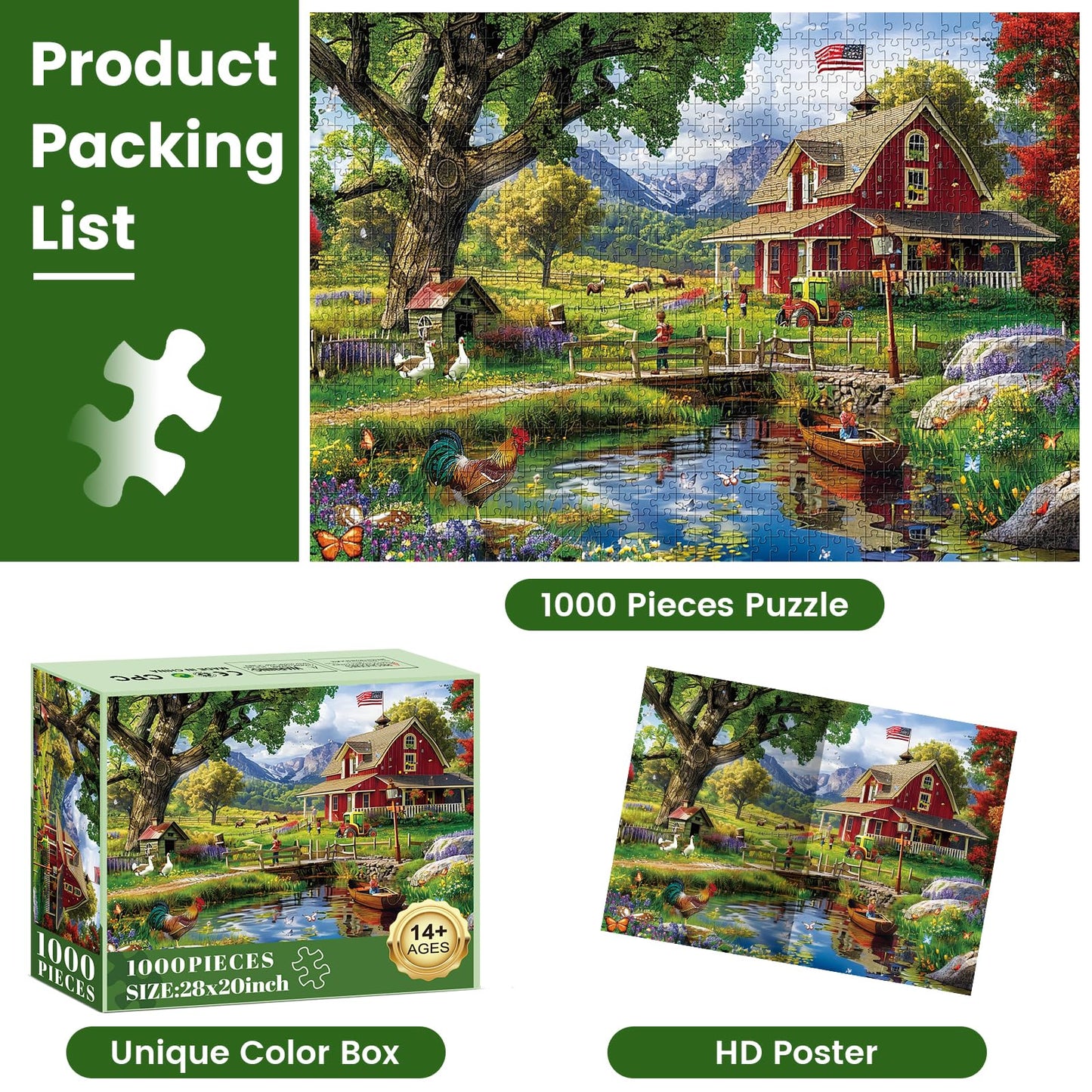 1000 Piece Puzzle for Adults - Country Clubhouse Puzzle for Adults Children - Recycled Paper Jigsaw Puzzle 1000 Pieces - Fun and Challenging Family Game Great Gift Idea, 28 * 20 in
