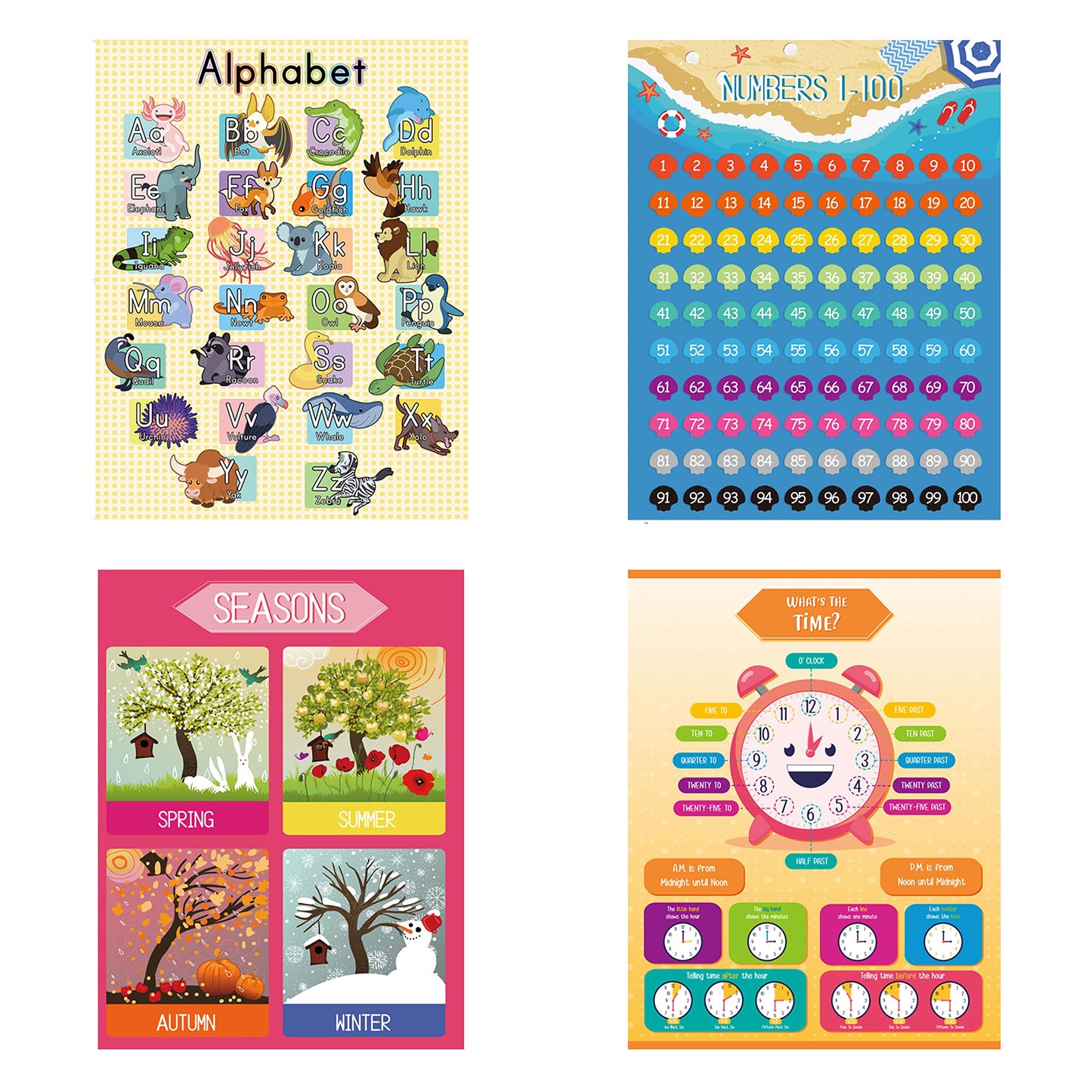 Youngever 13 Pack Laminated Educational Preschool Posters for Toddlers and Kids, Learning Posters, Classroom Posters, Teaching Posters, Alphabet ABC Posters, with Solar System (16 x 11 inch)