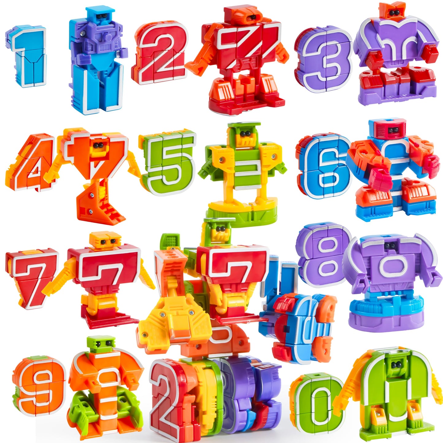 JOYIN 10 Pcs Number Robots Educational Toys, Number Robots, Action Figure Learning Toys, Easter Basket Stuffers, Birthday Gifts for Kids Boys Girls 3 4 5 6 Years Old