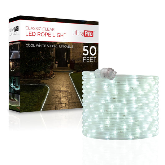 UltraPro LED Rope Lights, 50ft, Cool White 5000K, Indoor/Outdoor, Waterproof, Model 54846