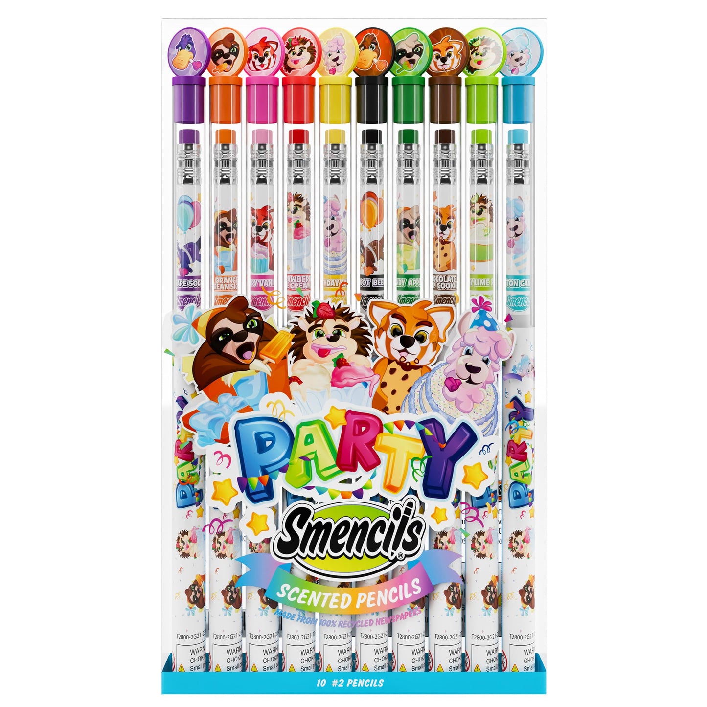 Party Smencils - Patented Gourmet Scented Graphite HB #2 Pencils made from Recycled Newspapers, 10 Count, Gifts for Kids, School Supplies