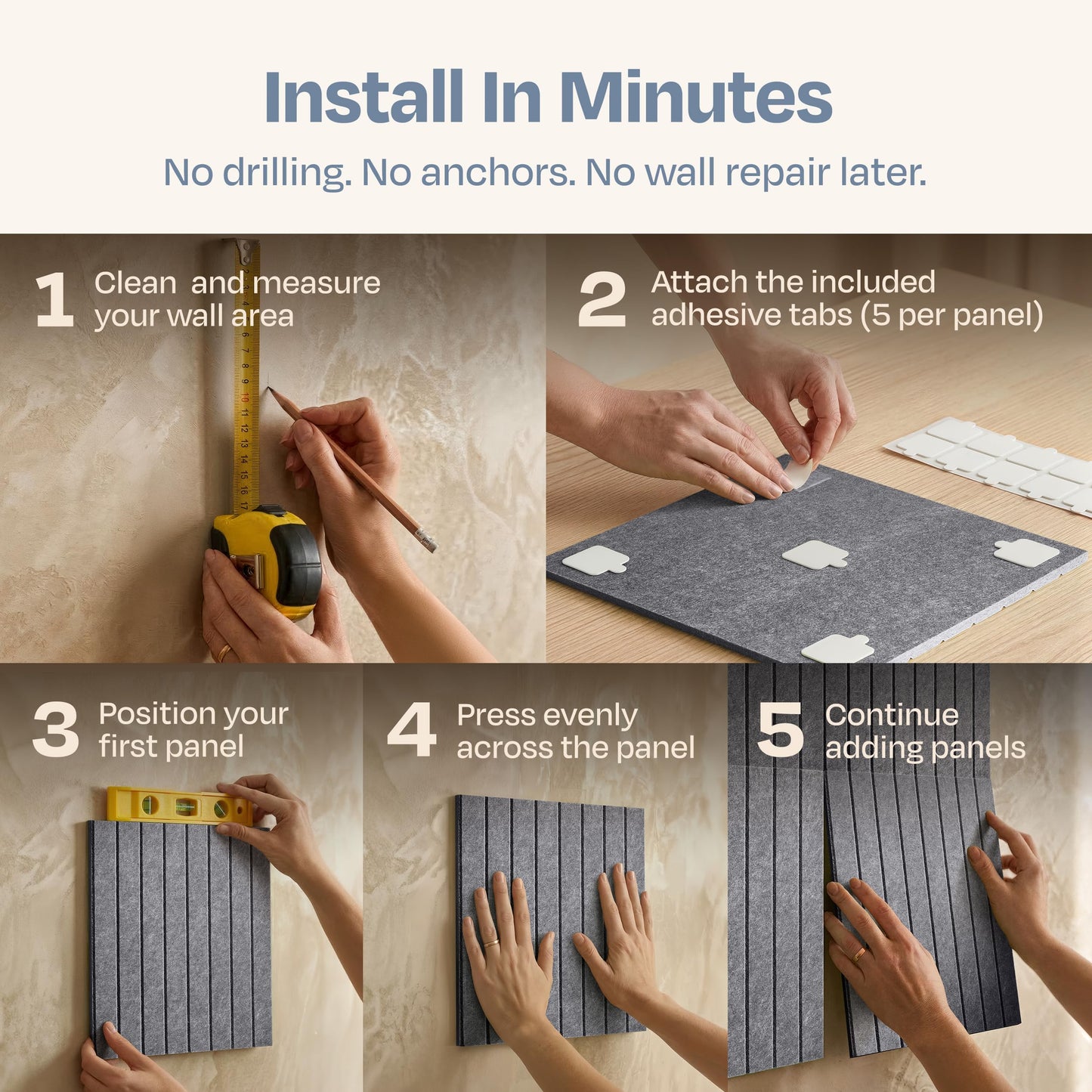 Ekkogo X-Large Cork Board Alternative 12-Pack Felt Bulletin Board Thick and Decorative Pin Board for Home Office Walls 47.24 x 35.43 Inches with 72 Adhesive Tabs - [Pebble Gray]