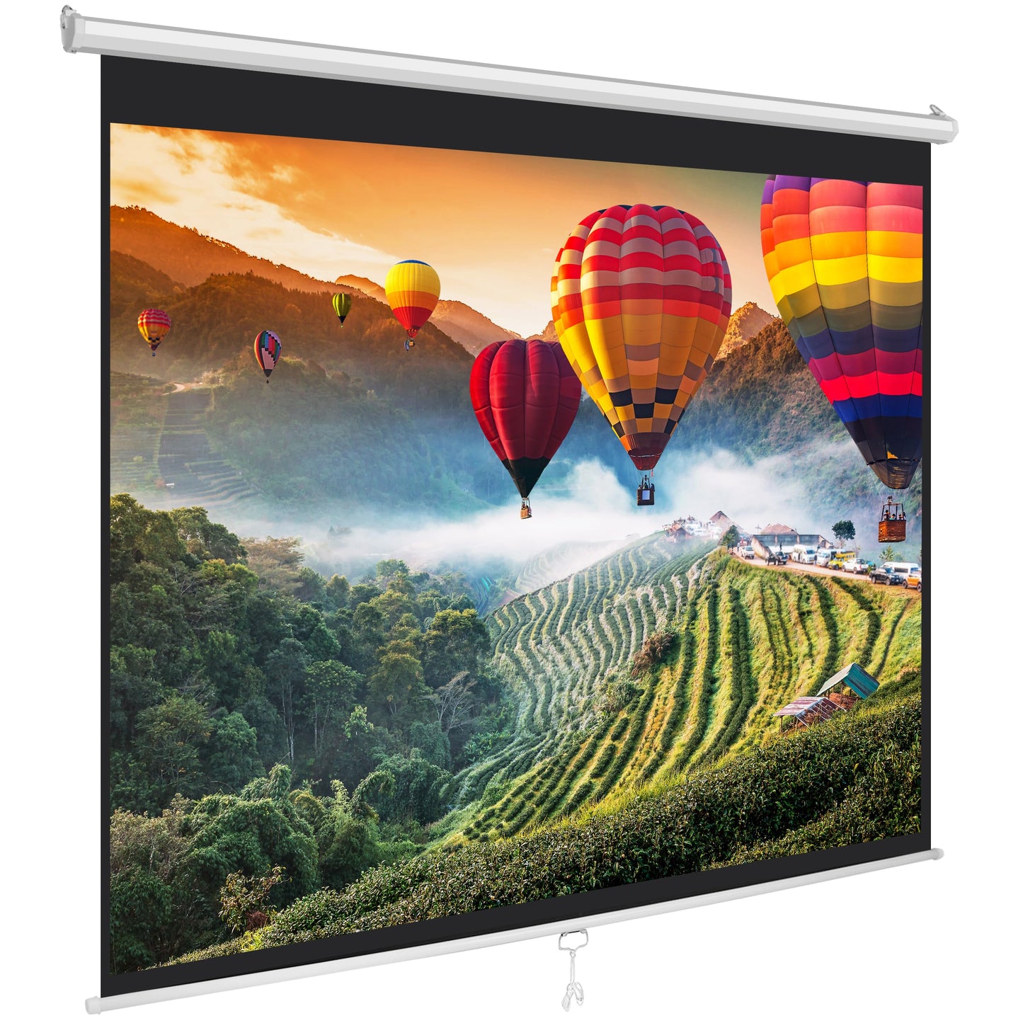 Pyle 84-Inch Pull Down Projector Screen – Manual Roll-Down Matte White Viewing Surface, Auto-Locking Height Adjustment, Wall or Ceiling Mount Design for Home Theater, Office & Classroom Use