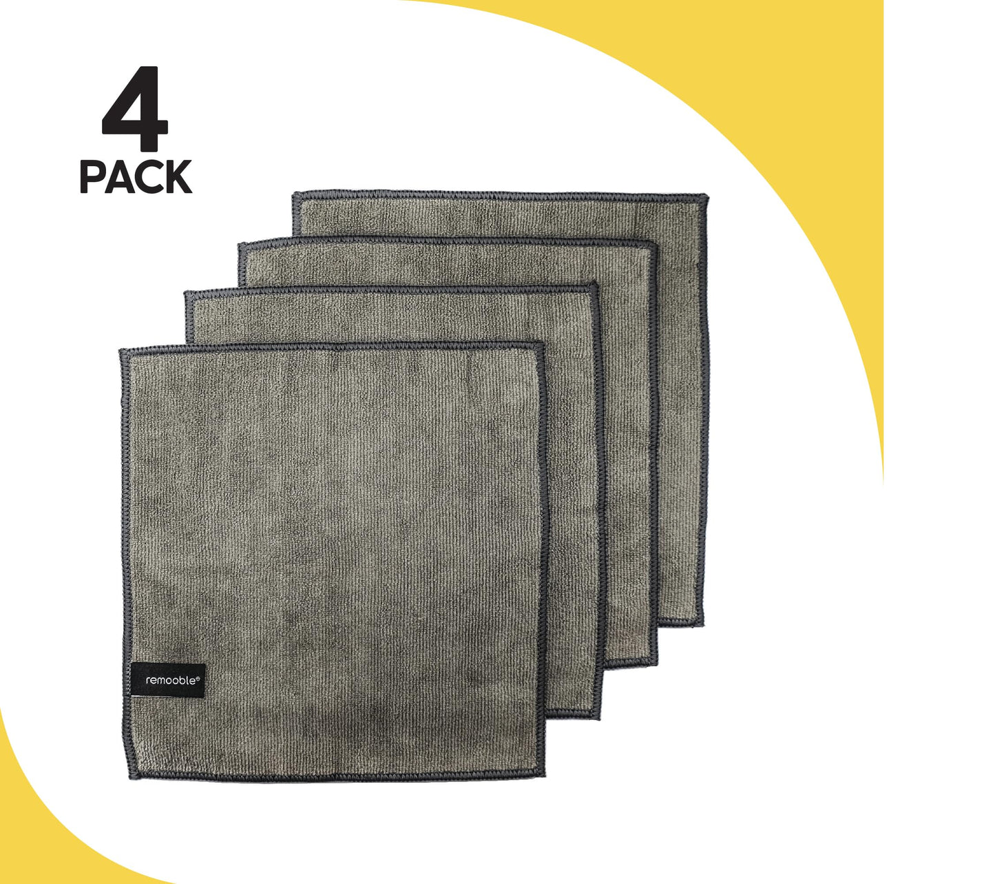 Remooble 4 Pack Magnetic Microfiber Cleaning Cloth Dry Erasers for Whiteboards - Towel Hangs on Metal Edged White Boards, Glassboards, and Blackboards Washable - 10'' X 10''