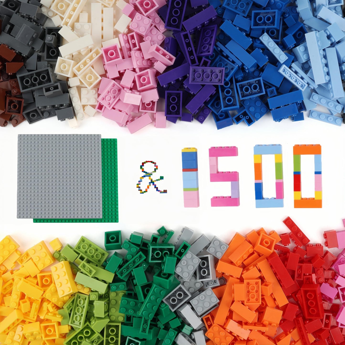 PUZSNAP 1500 PCS Building Blocks Set, with 2 Baseplates (7.5" × 7.5") , STEM Educational Toys for School and Home, Imaginative Gift for Kids, 16 Colors