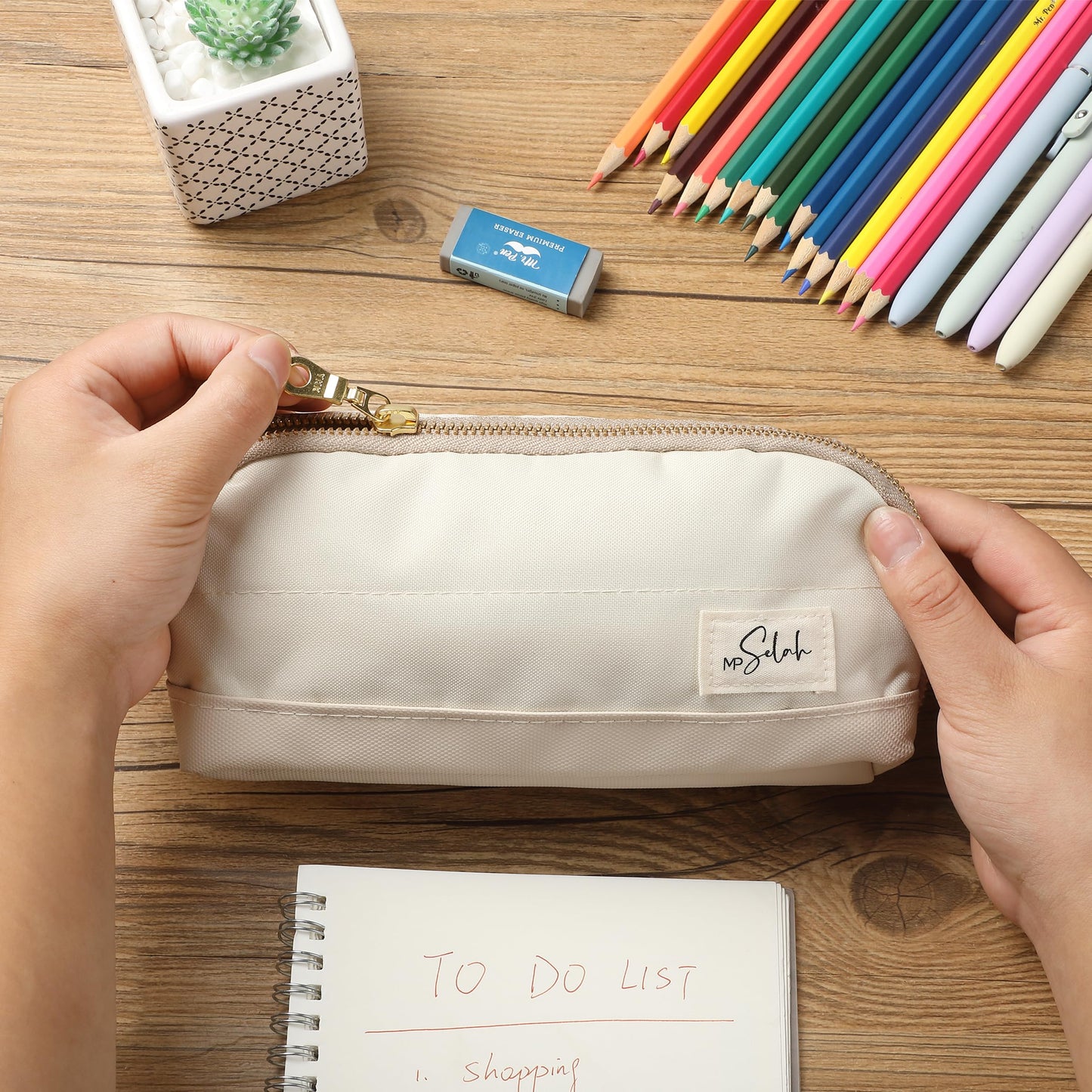 Mr. Pen- Wide-Opening Pencil Case, Triangle Design, Compact & Spacious Pencil Cases with 5 Mesh Pockets, Bag Pouch, Box Organizer for Students, School Supplies, Aesthetic Supply