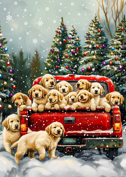 MBOQIU 1000 Piece Puzzle for Adults - Cute Puppies Christmas Puzzle, Letters on Back, Golden Retriever Christmas Vacation Jigsaw Puzzles, Challenging Puzzles for Teens Seniors - 27.6 x 19.7 inches