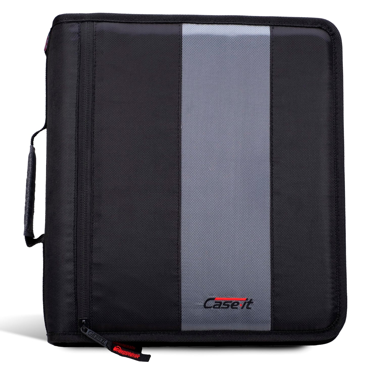 Case-it Classic Zipper Binder | 2-Inch O-Rings, 350 Sheet Capacity, Multiple Storage Pockets & Shoulder Strap | School & Office Organizer | D-251 Jet Black.