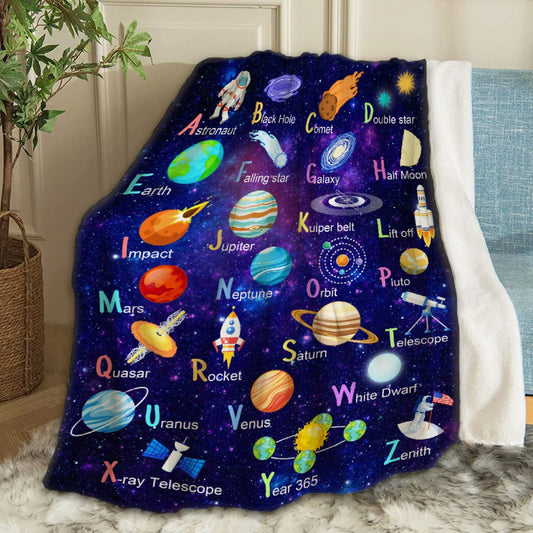 ARTBLANKET Space Alphabet Throw Blanket Fannel Fleece Super Soft Funny Blanket Travel Throw Blanket for Bed Couch Sofa 40 x 30 Inch for Baby
