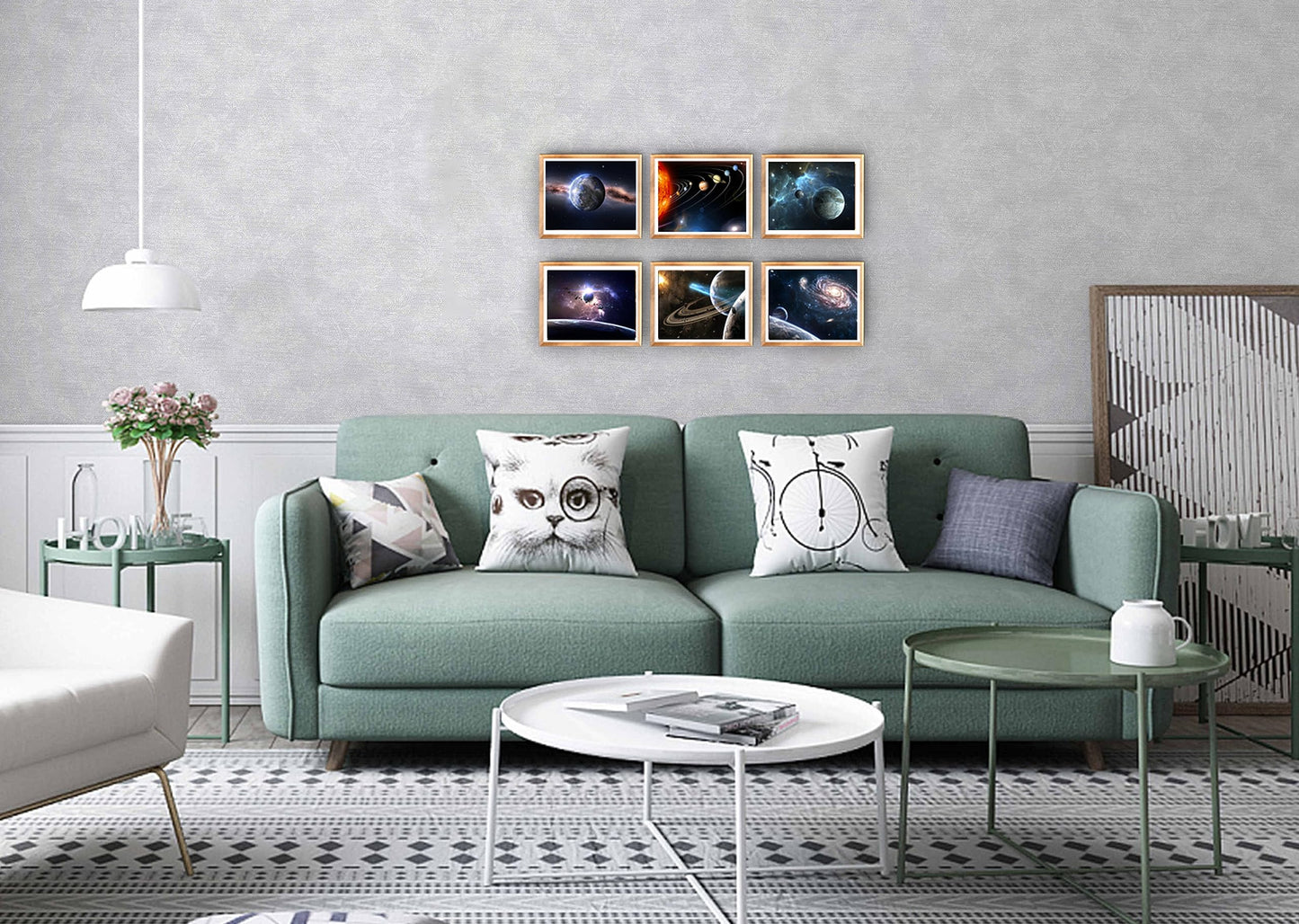 POUSREDE Universe Starry Sky Wall Art Outer Space Planet Wall Art Painting，for Bedroom, Lvingroom, Bathroom Decor ，Posters for Kids, Boys or Girls Room ， Set of 6 （ 8" x10" ） Unframed
