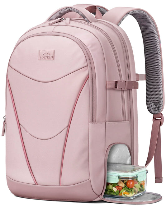 MATEIN HER Laptop Work Backpack with Lunch Compartment for Women, Water Resistant Work Backpack for Office Commute with RFID Pocket, Teacher Nurse College School Bag Fits up to 17 inch Computer, Pink