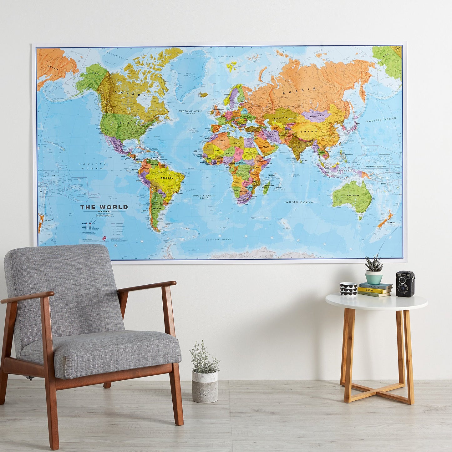 Maps International Giant World Map - Mega-Map Of The World - 46 x 80 - Fully Laminated - 2026 Updated
