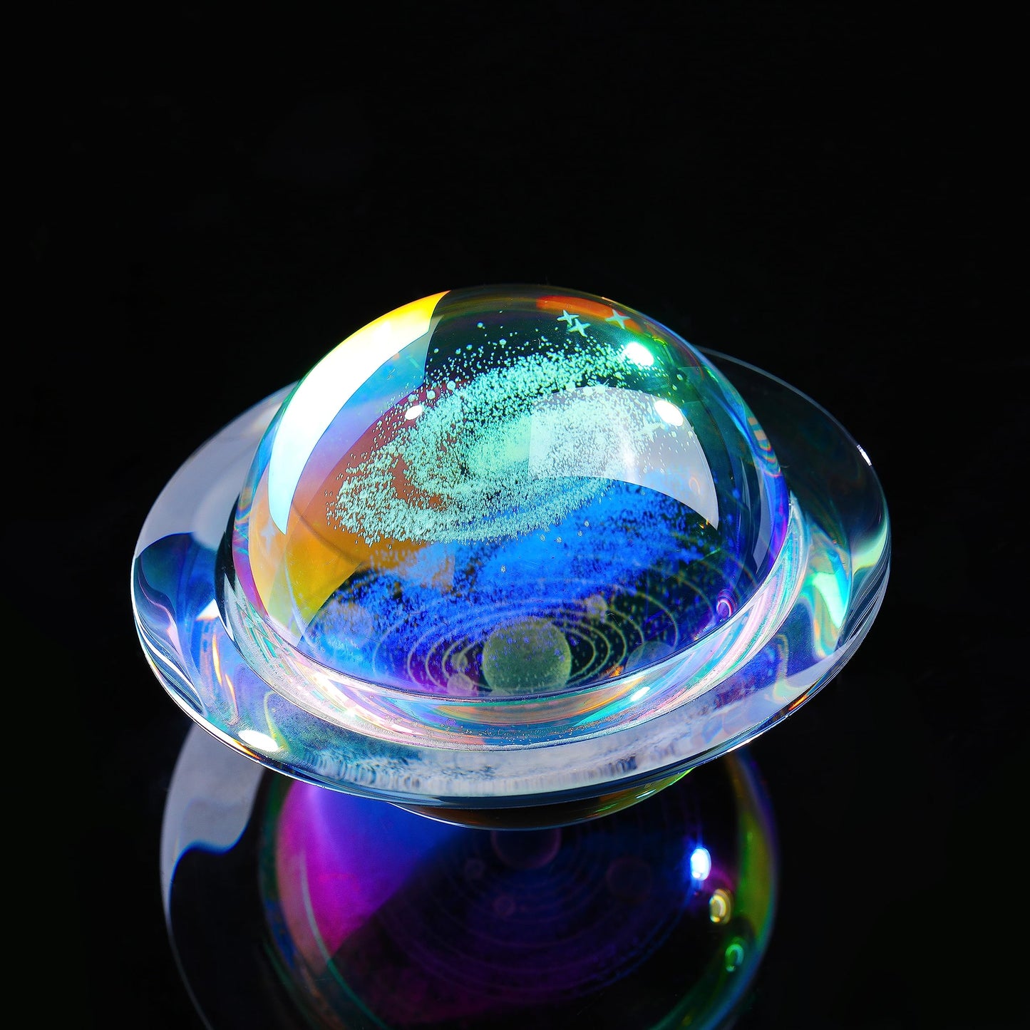 3d Solar System Model Galaxy Crystal Ball 80mm 3.15inch - Saturn Shape Outer Space Astronomy Gifts Room Decor Unique Gifts For Men Him Birthday Dad Physics Science Teacher Night Light Planet Lamp