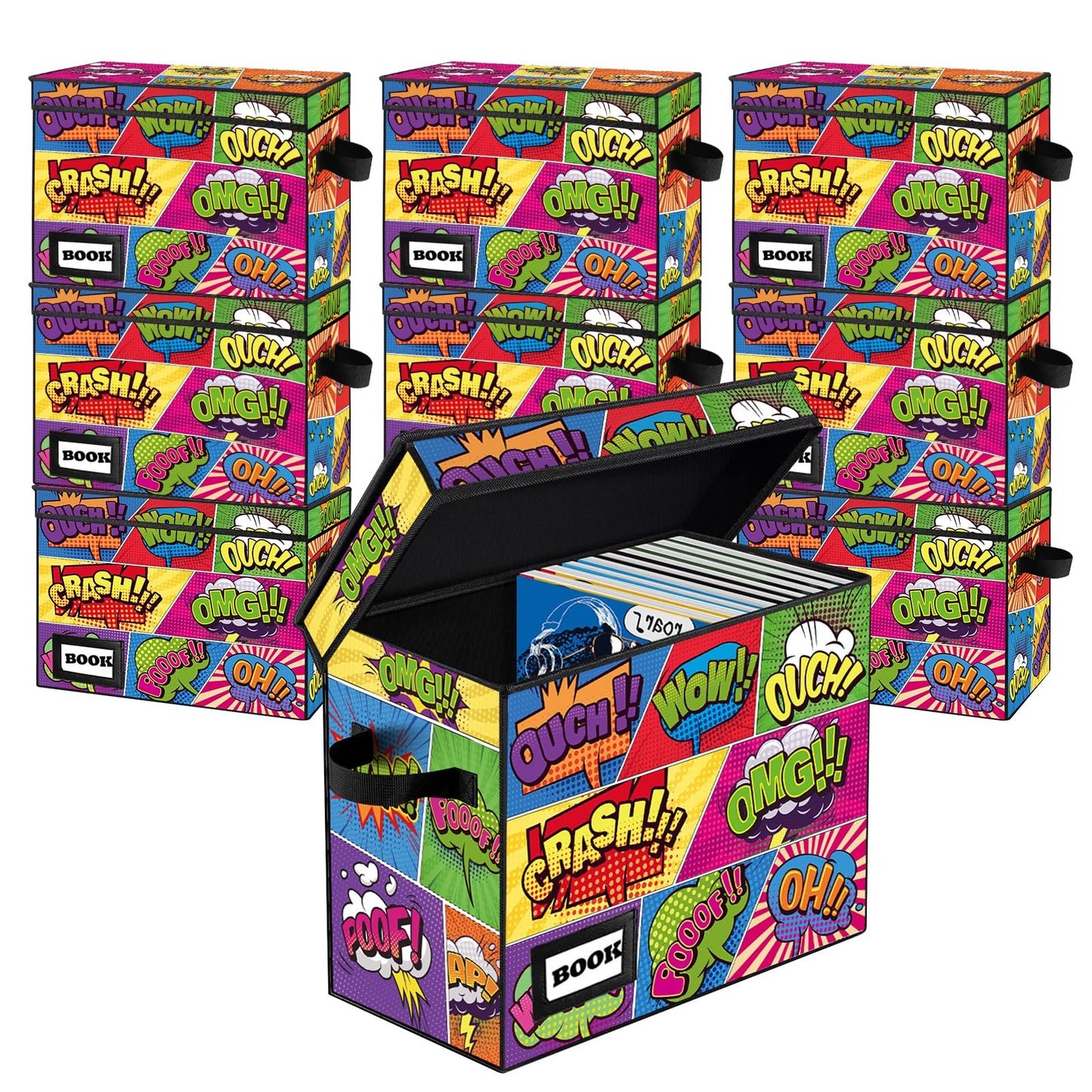 YNSZAS 10 Pack Collection Comic Book Storage Boxes, Protector Organizer 15.8" X 7.8" X 11.8" Collapsible Short Box Holds 160-180 Comic Book Heavy Duty Bin Container Holder Shelf
