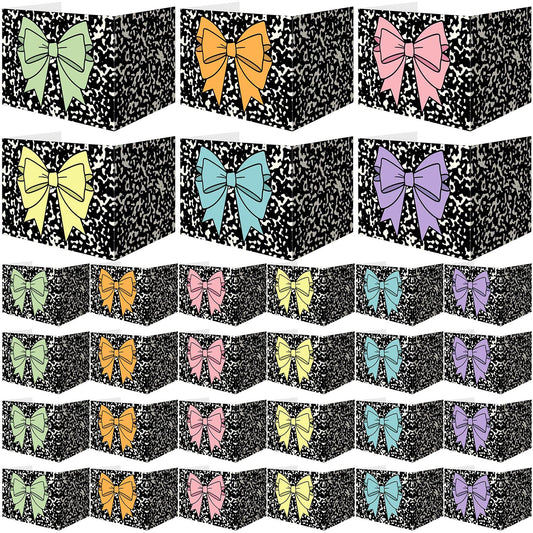 Poola Voidra 24 Pcs Composition Desk Dividers for Students Cardboard Privacy Folders Testing Privacy Classroom Boards for Desk Back to School Teacher Office Study Supplies (Pastel Bow)