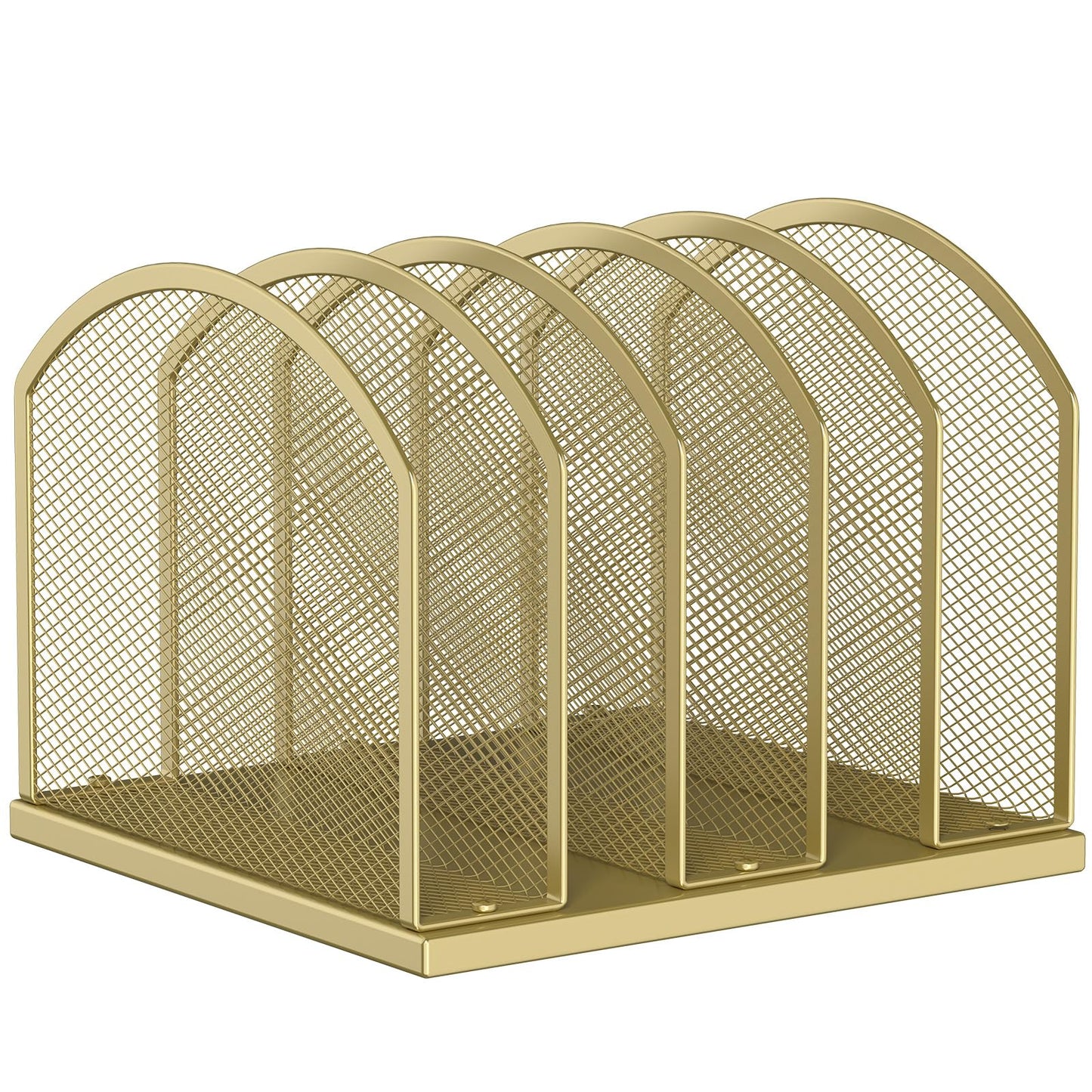 Gawerk 5-Section Vertical Desktop Organizer, 5-Section Mesh File Folder Stand Sorter for Office Home Classroom Organization (1, Gold)