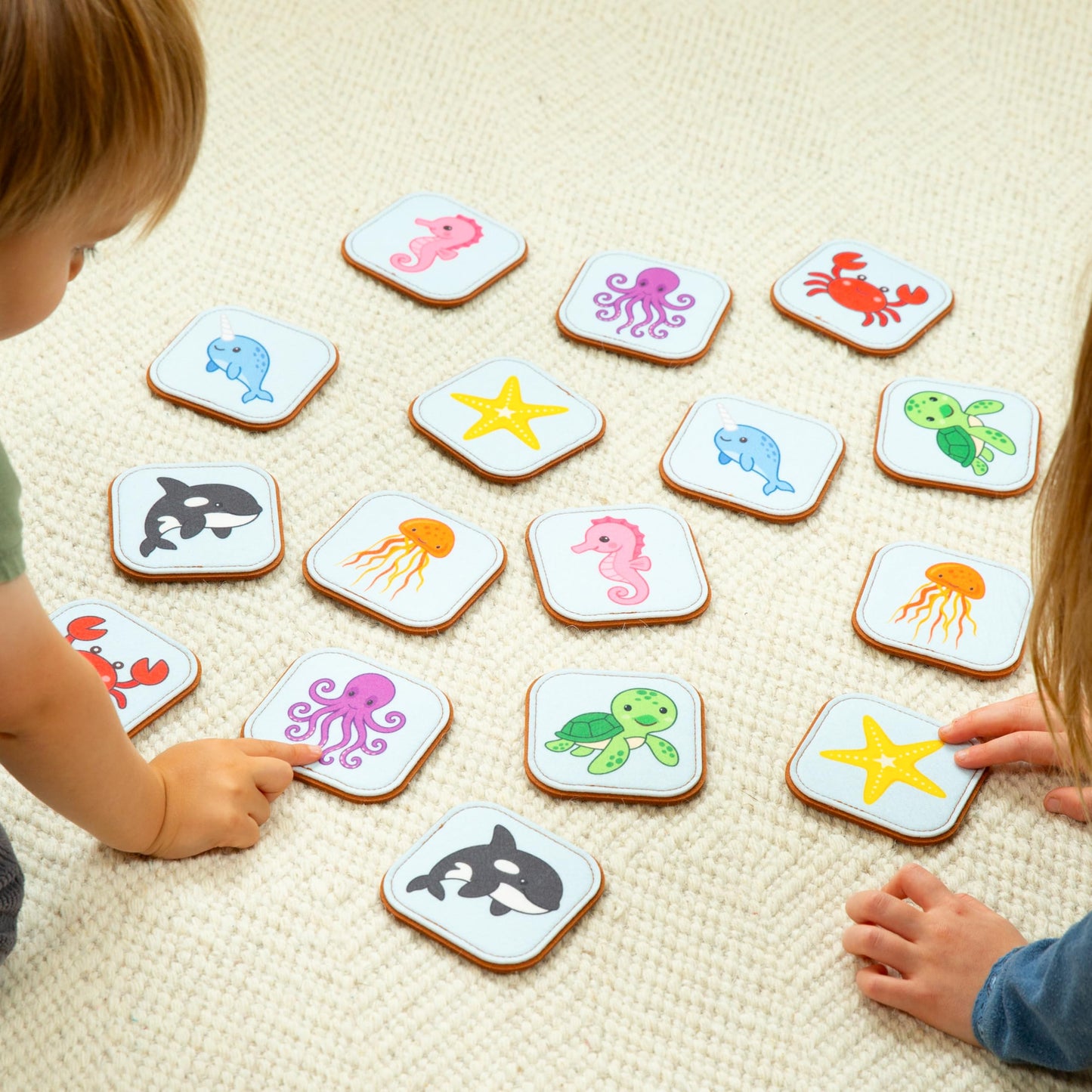 Felt Sea Creature Matching Game for Toddlers – Ocean Memory Game & Flash Cards – Soft and Safe for Ages 1+ – Montessori Preschool Learning Activity – Educational Sea Creature Toy for Girls & Boys