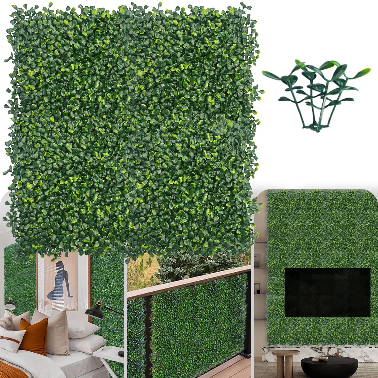 ODTORY Artificial Grass Wall Panel Backdrop,10 X 10 in 16P(11.2 sqft) UV-Anti Greenery Boxwood Panels for Indoor Outdoor Green Wall Decor & Ivy Fence Covering Privacy