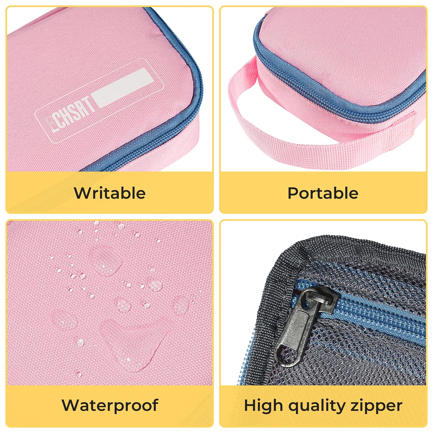 ECHSRT Large Pencil Case, Aesthetic Pen Pouch with Big Capacity, Minimalist Portable Stationery Bag with Handle for Office Organizer Pink Pencil Cases for Girls