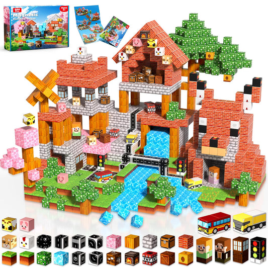 200 PCS Magnetic Blocks - Magnetic Building Blocks Cubes, Magnet Toys for Kids Age 3+, Toy Building Set for Kids, Magnets Stacking Construction Birthday Gifts for Boys Girls Age 4-8, 8-12
