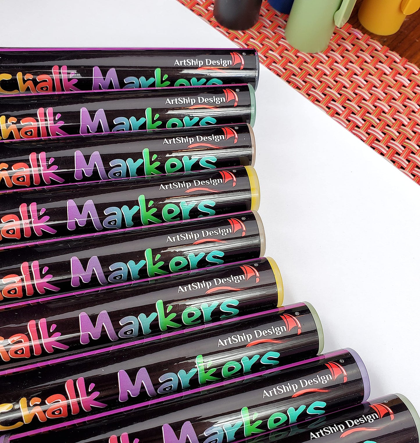 12 Earth Tone Chalk Markers Double Pack of Both Fine and Reversible Medium Tip Liquid Chalk Pens Wet Erasable - Menu Boards, Glass, Windows, White Boards, Classrooms, Mirrors, Plastic, Metal