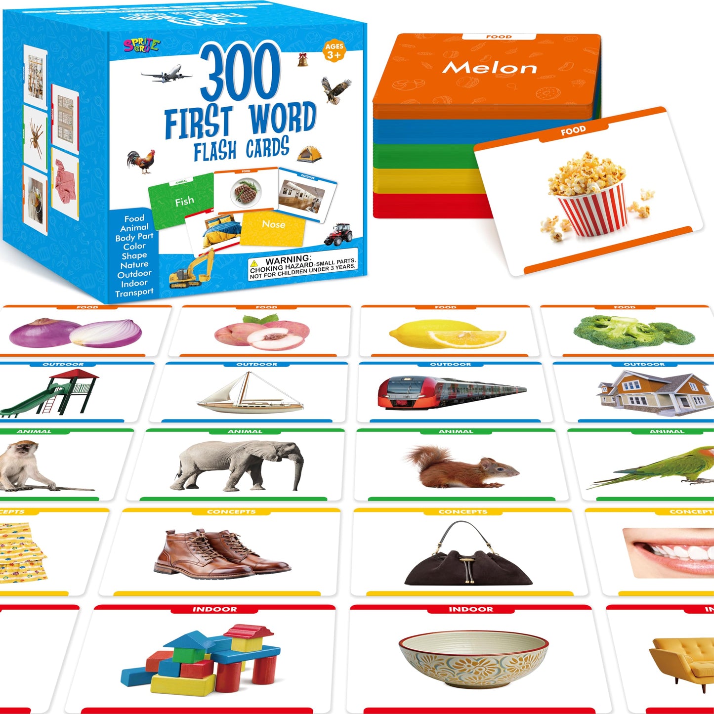 300 Noun Picture-Word Cards, Picture Flashcards Language Builder Visual Aid Speech Development Tool for Autism, ESL Teaching Materials for Adults, Non-Verbal Children Vocabulary Builder for Toddlers