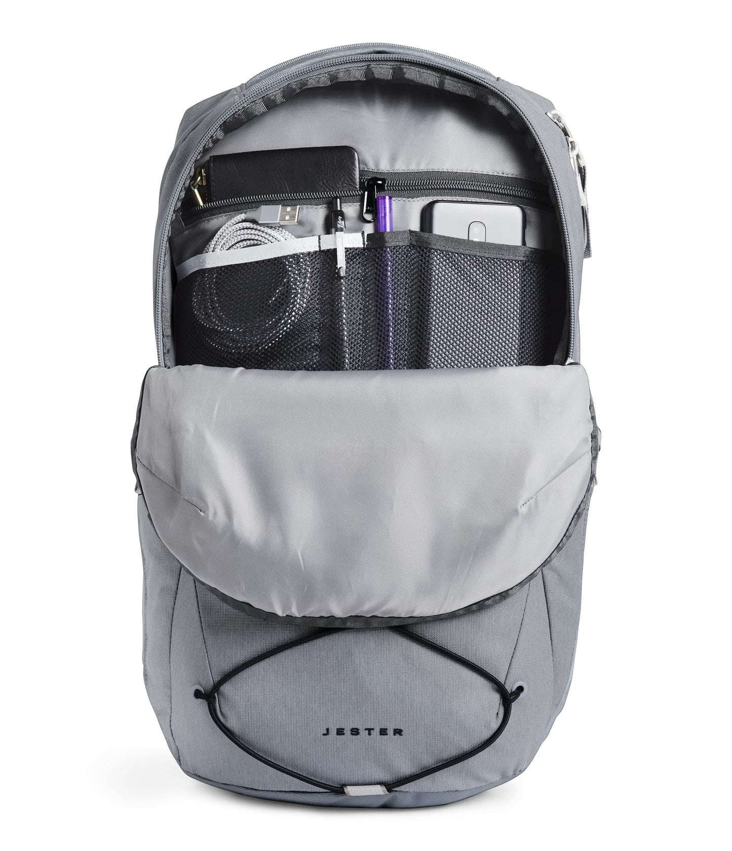 The North Face Jester Everyday Laptop Backpack | Commuter Daypack with Water Repellent Finish, 16" Laptop Sleeve, Huge Main Compartment, Mid Grey Dark Heather/TNF Black,One Size